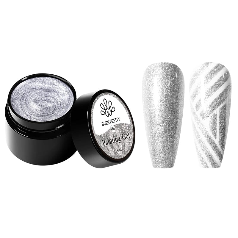 2 in 1 Silver Painting Gel - 5ml Nail Art Polish for DIY Manicure & Professional Salon Use | Long Lasting Shine