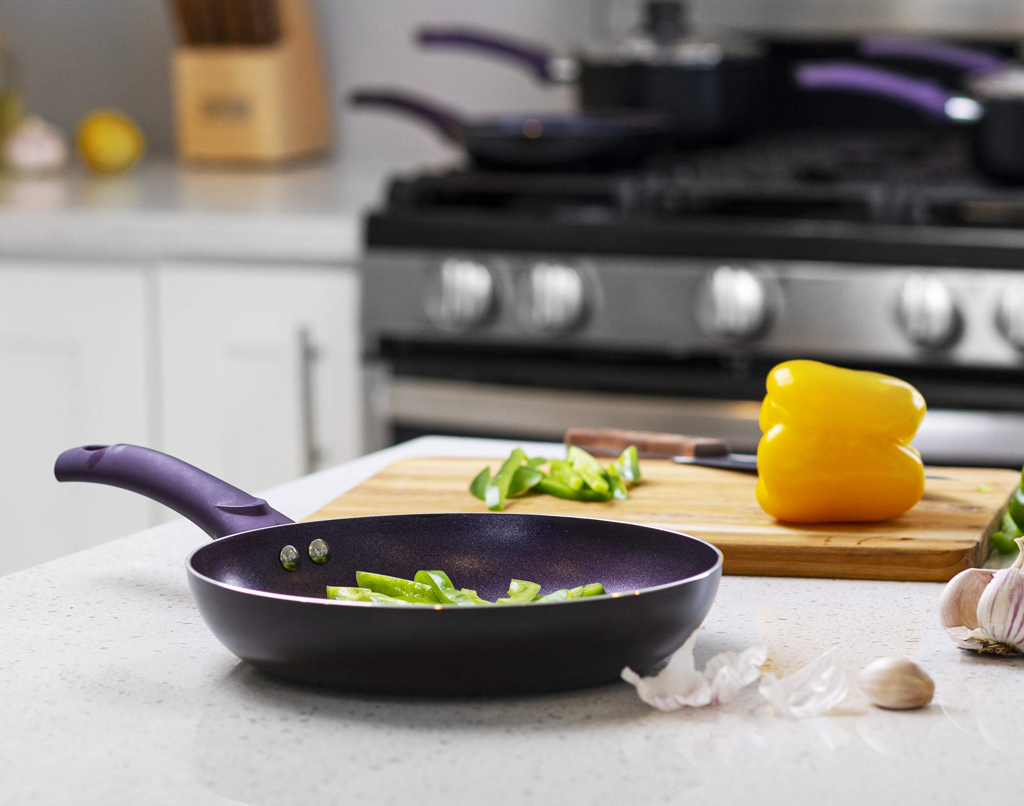 11-Piece Nonstick Cookware Set - Aluminum Pots and Pans with Lids, Frying Pans, Saucepan & Kitchen Utensils (Purple) | Perfect for Home Cooking, Meal Prep & Family Dinners