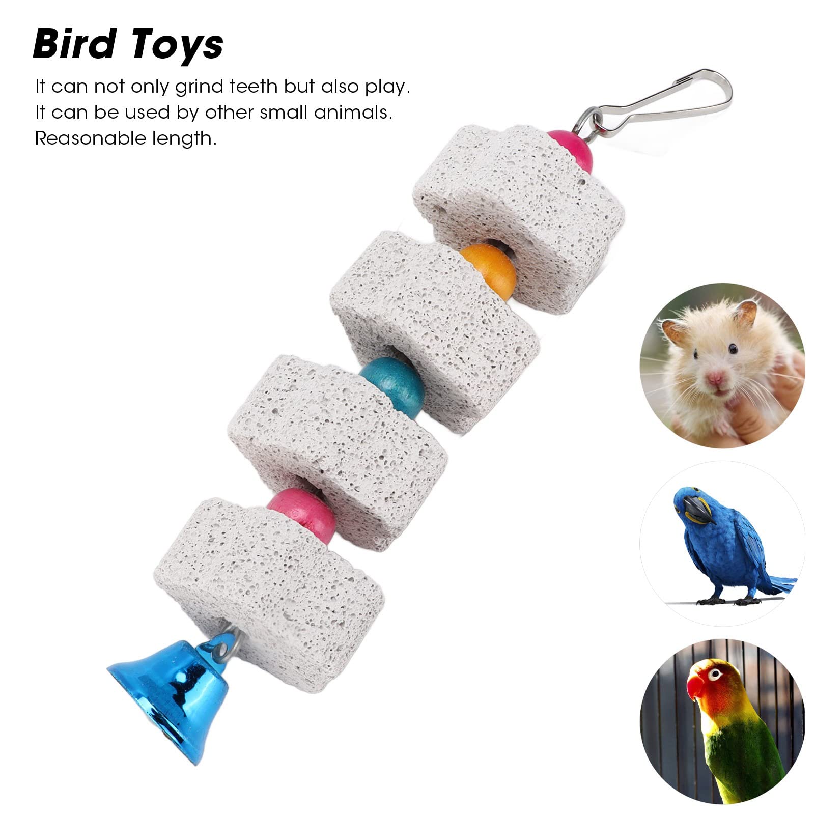 Premium Bird Beak Grinding Stone - Calcium Enriched Chew Toy with Bell | Natural Beak Care for Parakeets, Cockatiels & Small Pets | Cage Hanging Entertainment & Dental Health Accessory | Perfect for Playtime & Stress Relief