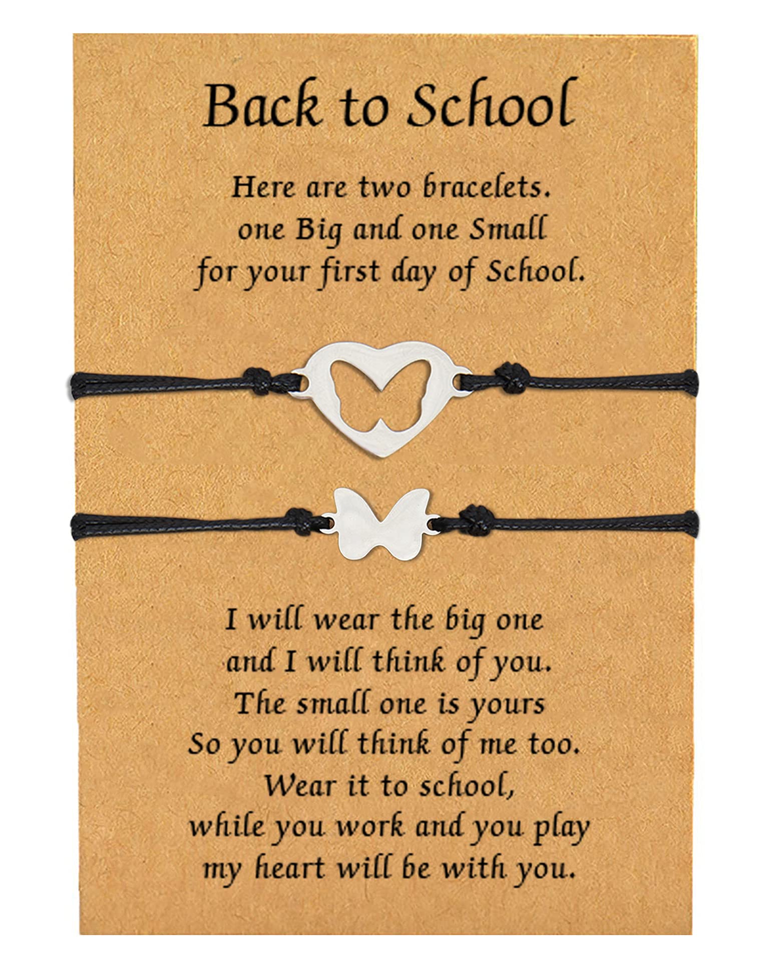 HUASAI First Day of School Bracelet Set - Matching Mother Daughter Heart Bracelets for Women & Girls - Back to School Gifts for Students, Teachers & Kids - Perfect for School Photos, Graduation & Special Occasions