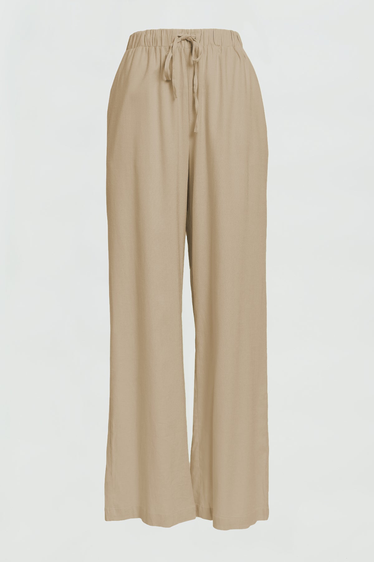 Briar Linen Wide Leg Pants for Women - Comfortable Coconut Color High Waisted Linen Trousers - Perfect for Summer, Beach Vacation and Casual Outings