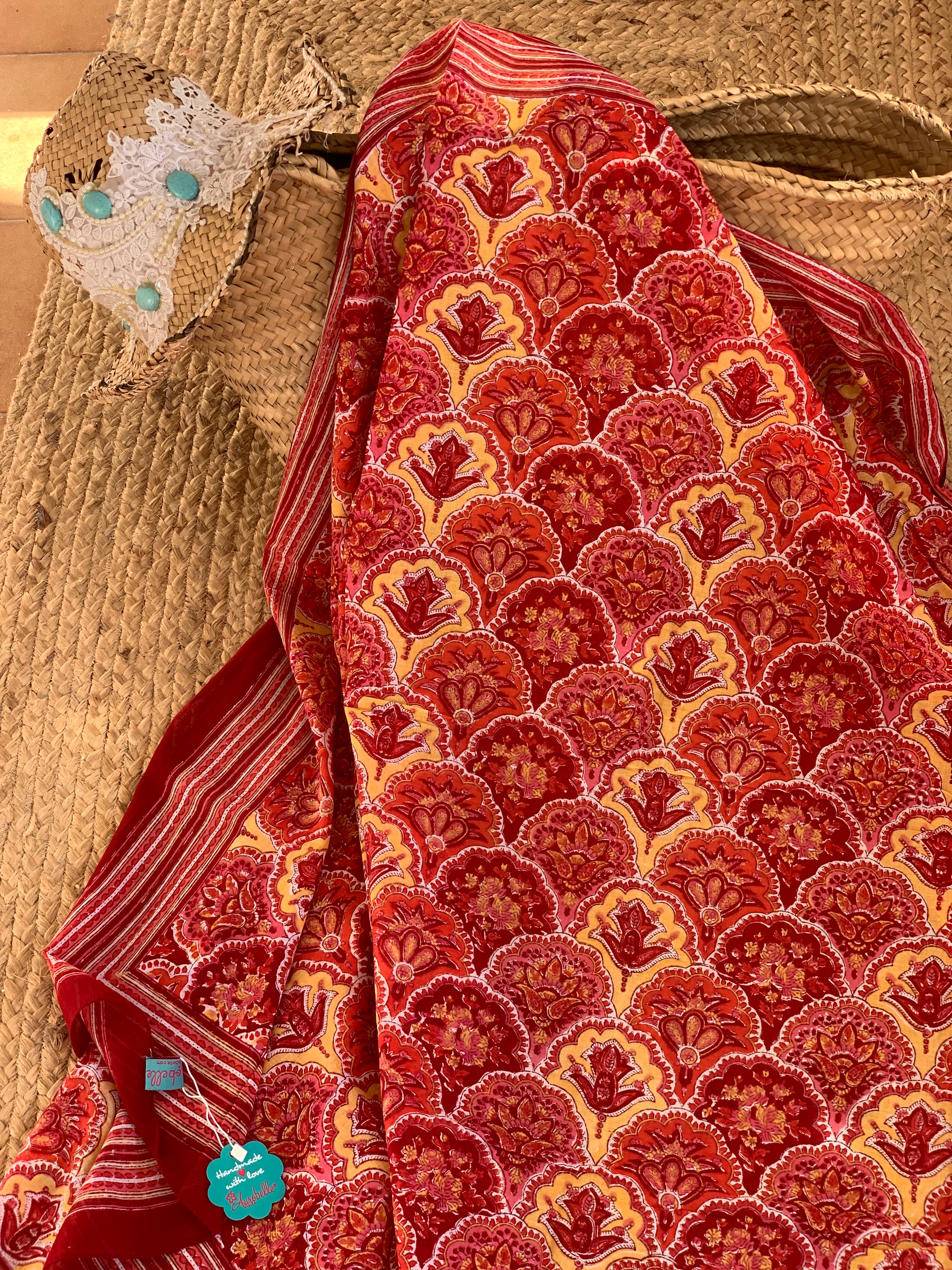 Stylish Block Print Cotton Sarong Pareo Shawl - New Collection for Beach, Pool & Summer Fashion