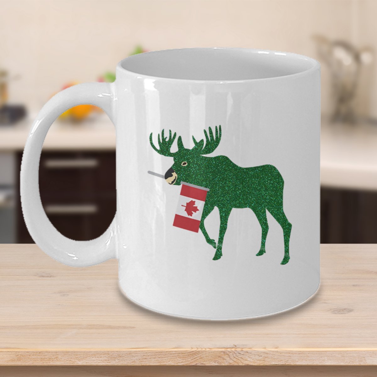 Festive Christmas Reindeer Coffee Mug - 11oz Ceramic Cup with Moose Design - Perfect Holiday Gift for Coffee Lovers & Office Use