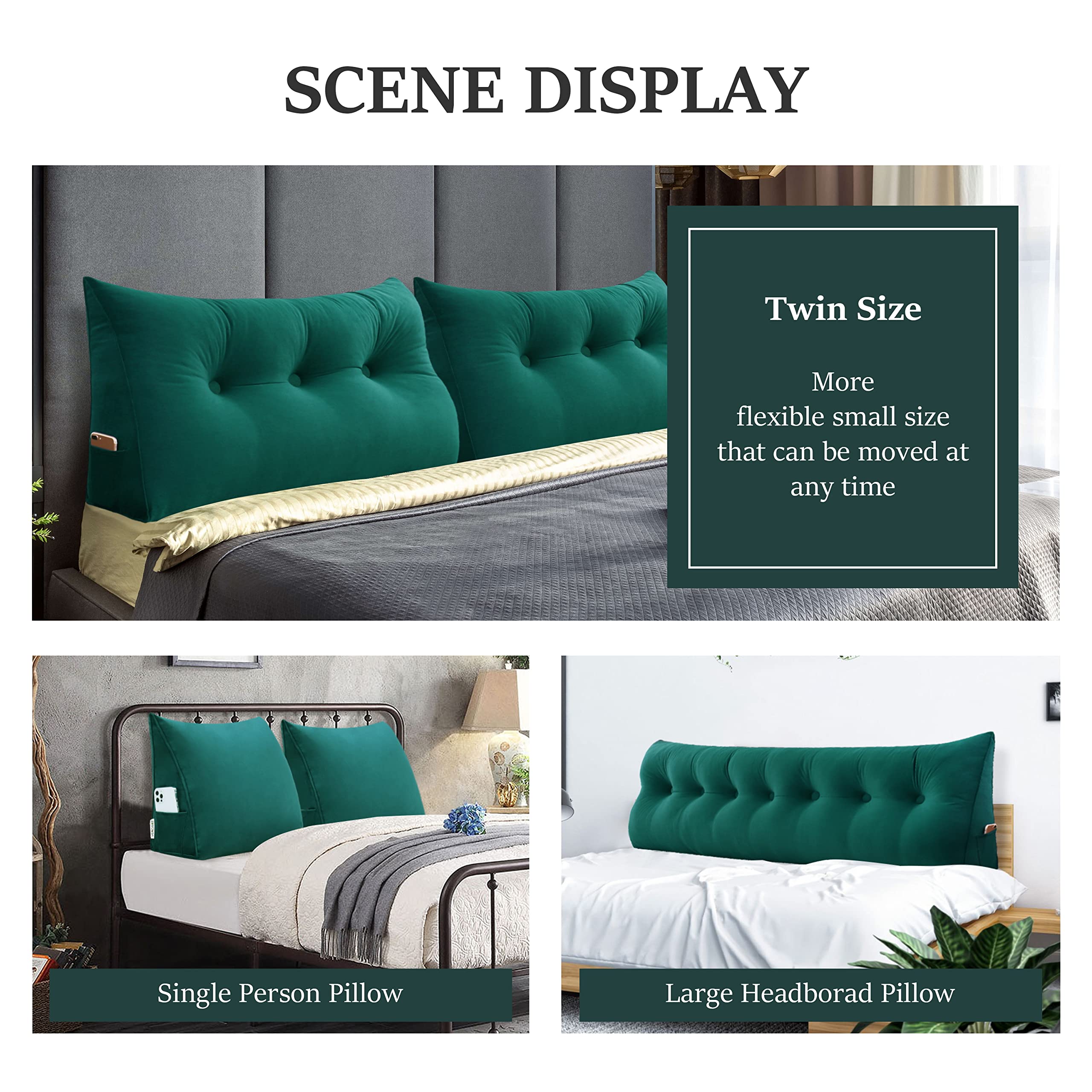 Luxury Velvet Wedge Headboard Pillow - Large Bolster Backrest for Sitting in Bed, Reading & Relaxing | Blue Triangle Cushion with Lumbar Support | Perfect for Daybeds, Book Lovers & Cal-King Beds (Blue, Cal-King Size) | Ideal for Bedroom Comfort, Reading Nooks & Cozy Lounging