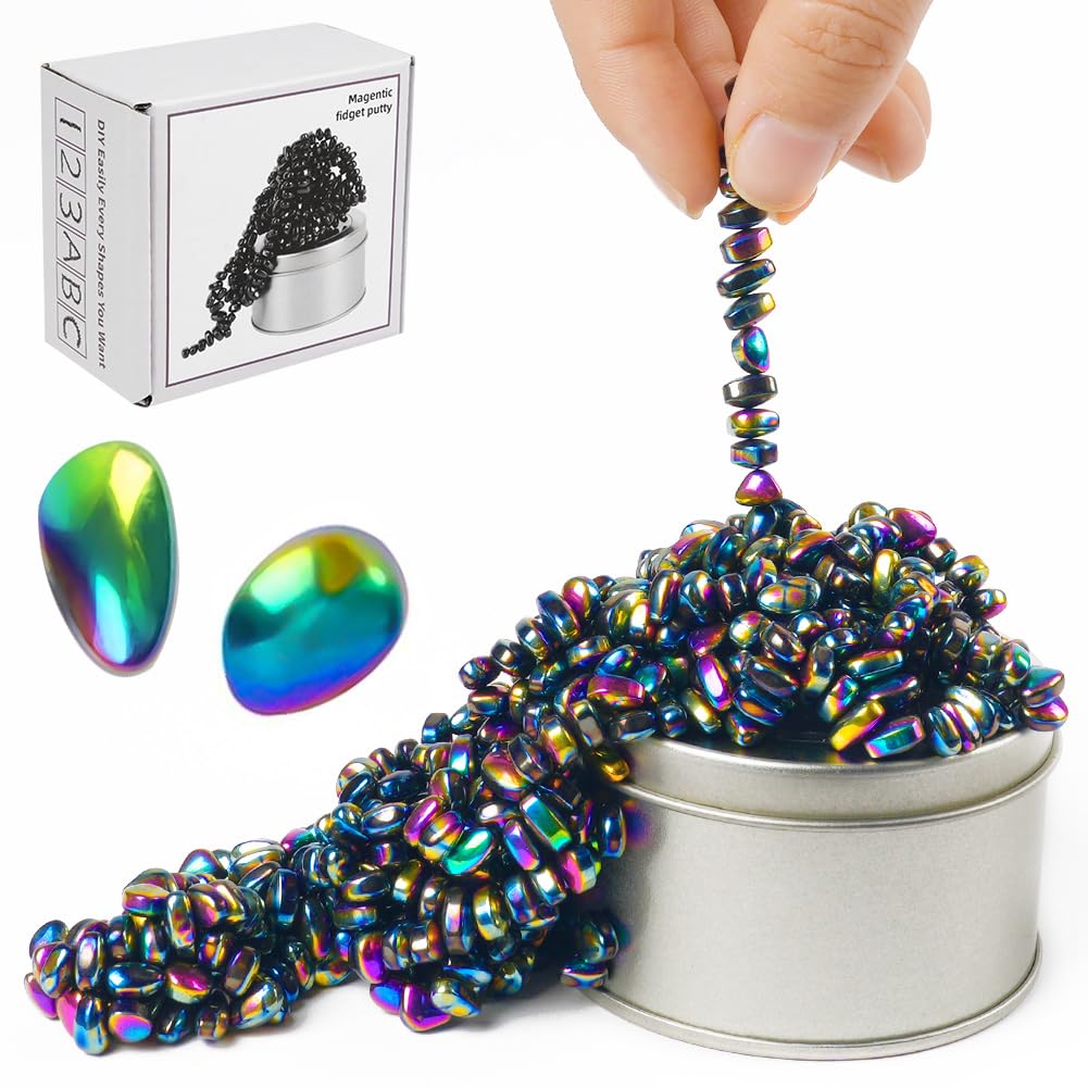 550+ PCS Ferrite Magnetic Putty & Balls Set - Stress Relief Fidget Toys for Adults & Kids, Office Desk Sensory Toys for Anxiety, ADHD, Focus - Includes Storage Box (Colorful) - Perfect for Office, Home, Travel & Classroom Use