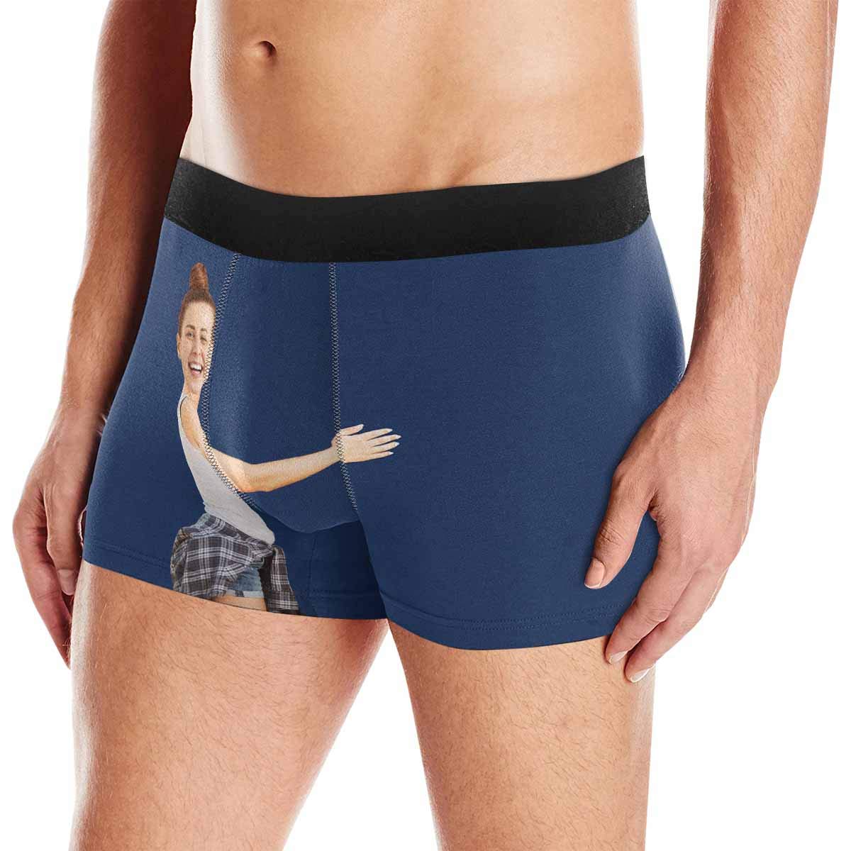 Custom Face Boxer Briefs for Men - Personalized Valentine's Day Underwear with Watermelon Red Design - Perfect Gift for Him, Couples Matching Underwear & Romantic Occasions