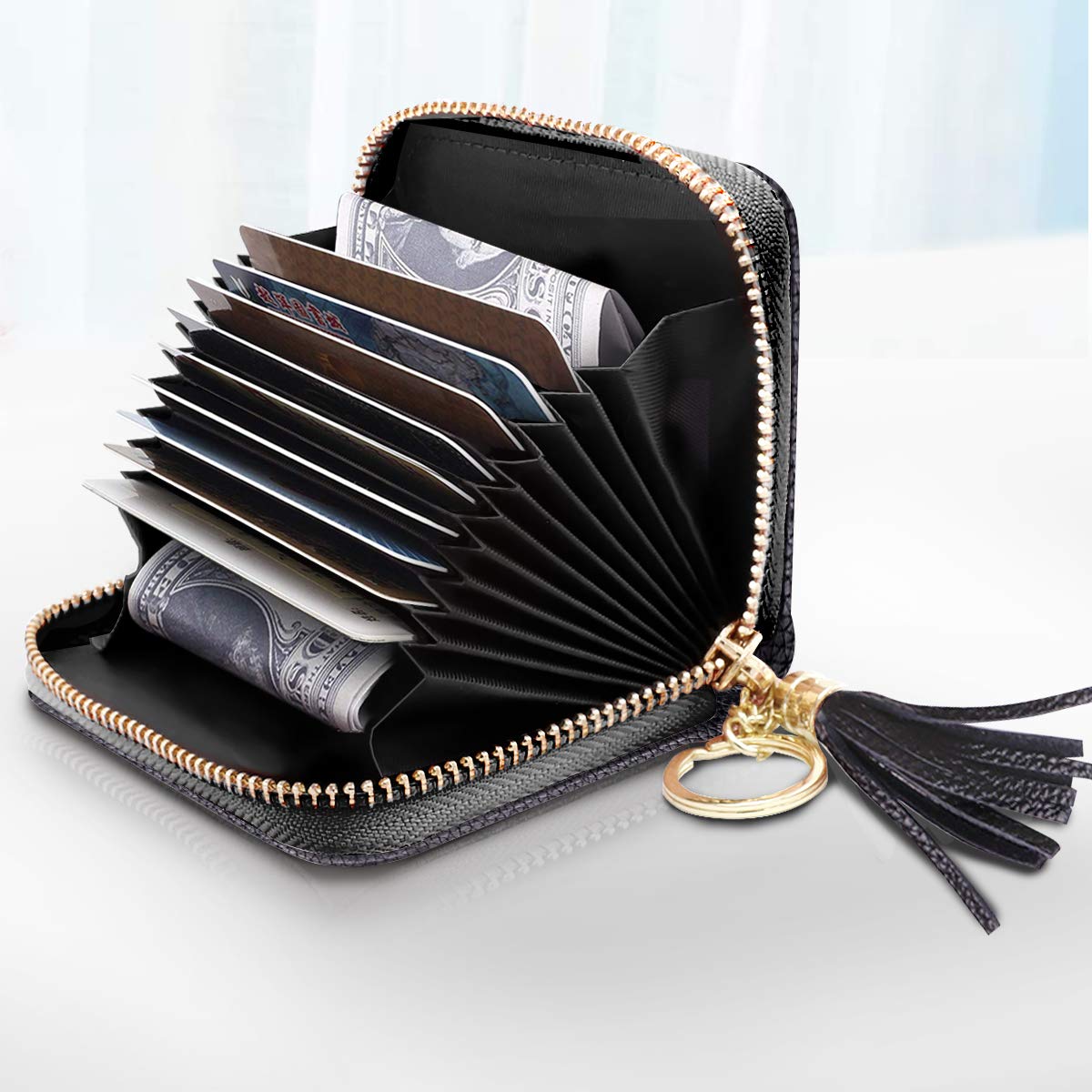 RFID Blocking Glitter Credit Card Holder for Women - Slim Small Wallet with Card Slots - Perfect for Everyday Use, Travel & Gift Giving