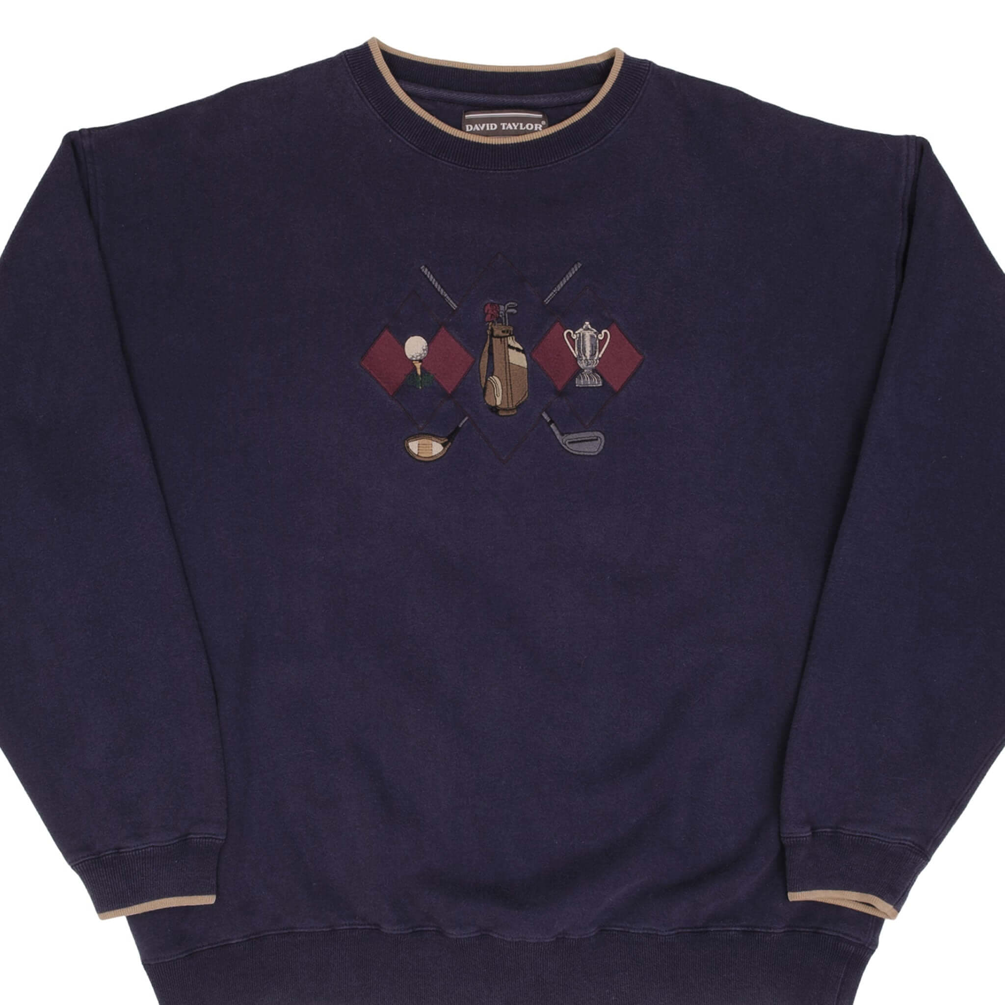 Vintage 1990s David Taylor Embroidered Golf Sweatshirt - XL Size - Retro Golf Apparel for Men - Perfect for Casual Wear & Golf Enthusiasts