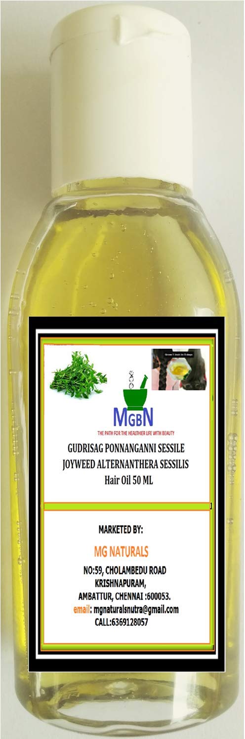 GUDRISAG PONNANGANNI SESSILE JOYWEED ALTERNANTHERA SESSILIS Natural Hair Growth Oil - 50ml | Promotes Healthy Scalp & Stronger Hair | Perfect for Daily Hair Care & Ayurvedic Treatments