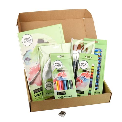 HomeHobby 53-Piece Watercolor Painting Set for Beginners - Complete Art Supplies Kit with Brushes, Paints & Palette - Perfect for Artists, Students & DIY Craft Projects