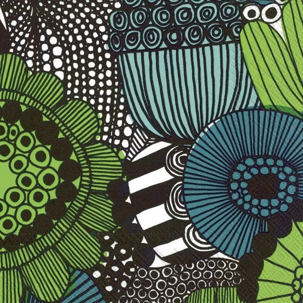 Marimekko Paper Cocktail Napkins - SIIRTOLAPUUTARHA Pattern - Premium Disposable Party Napkins for Weddings, Cocktail Parties & Home Entertaining