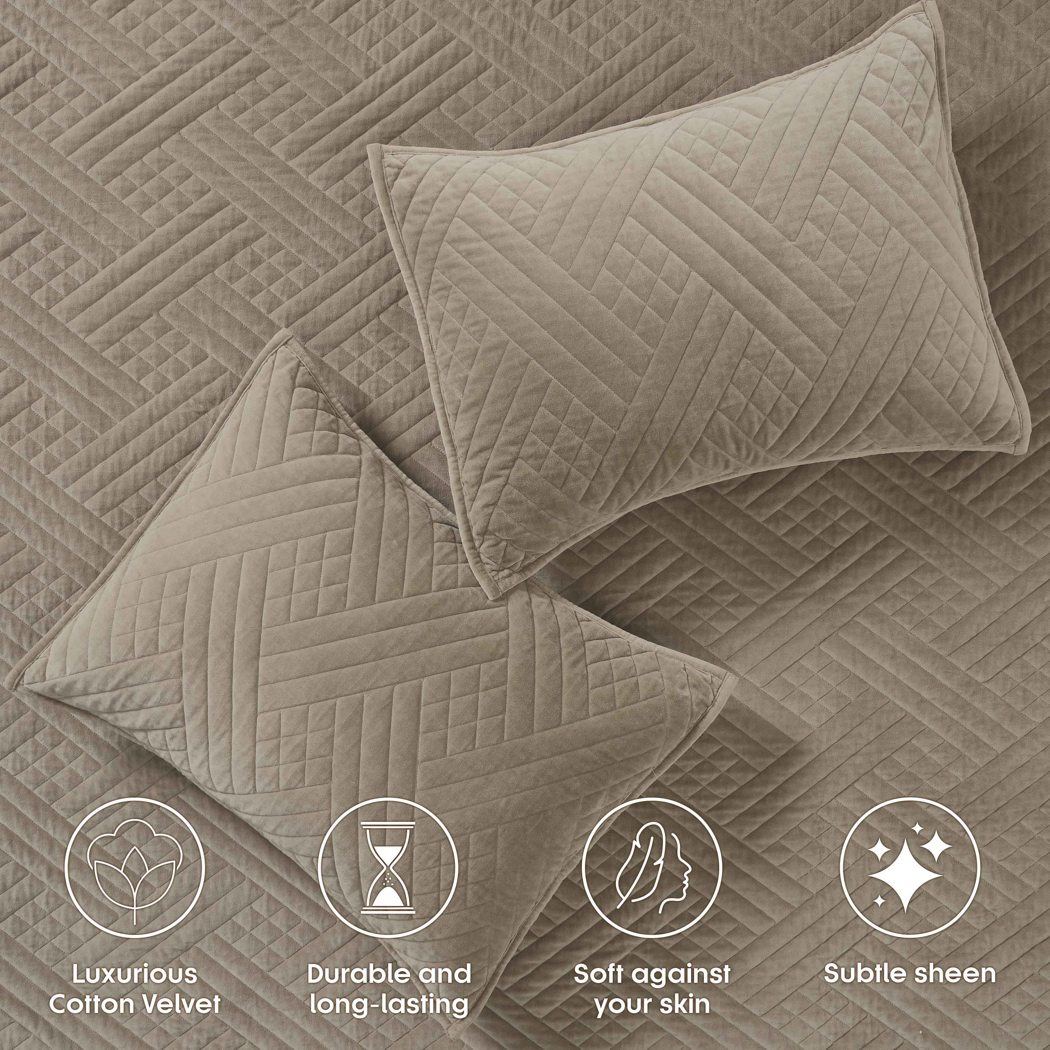 Karina Cotton Velvet Lightweight Quilt & Sham Set - Ultra Soft Bedding for All Seasons | Perfect for Master Bedroom, Guest Room & Cozy Nights