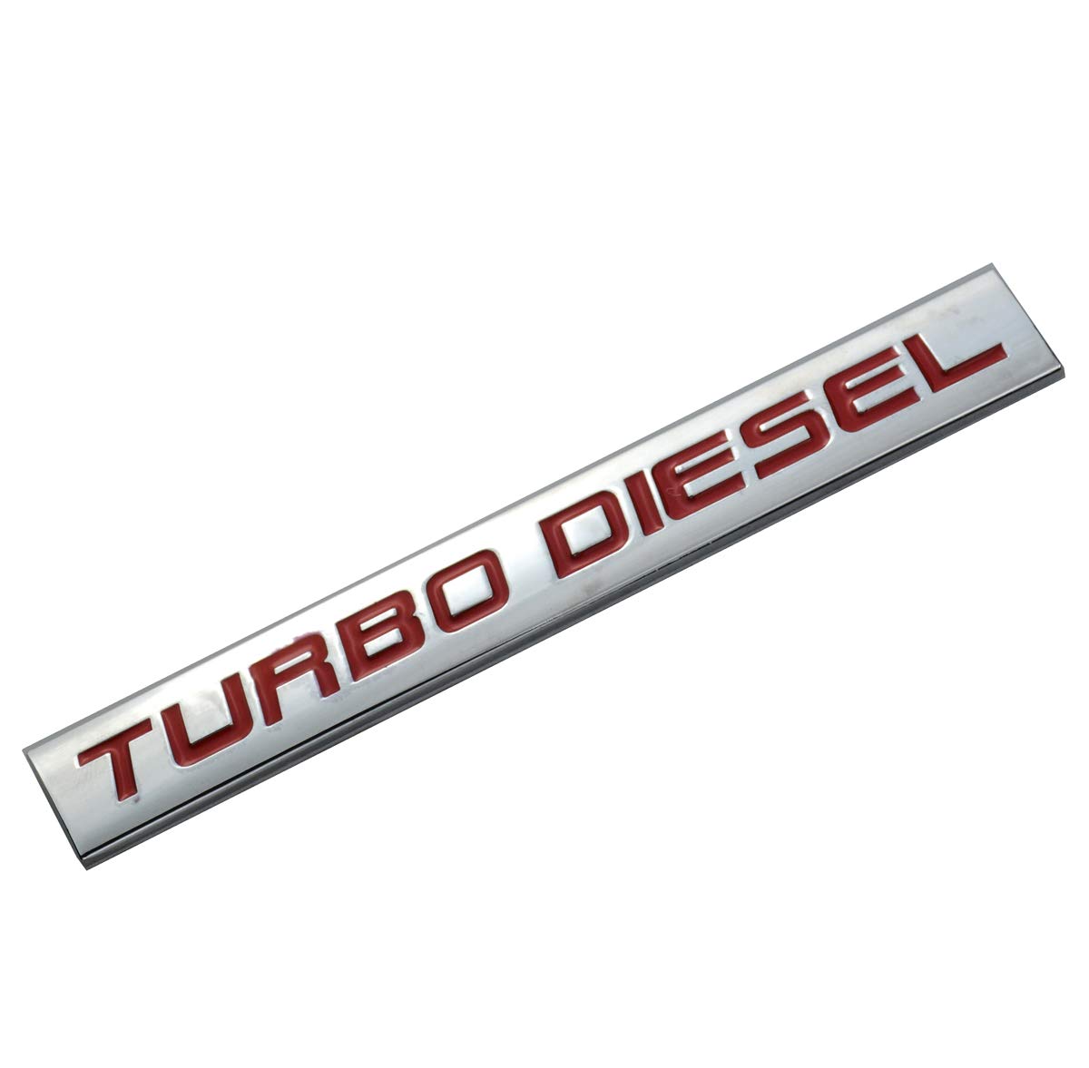 Chrome Finish Metal Turbo Diesel Emblem Badge - Red Lettering for Car & Truck Decoration - Perfect for Diesel Enthusiasts & Vehicle Customization