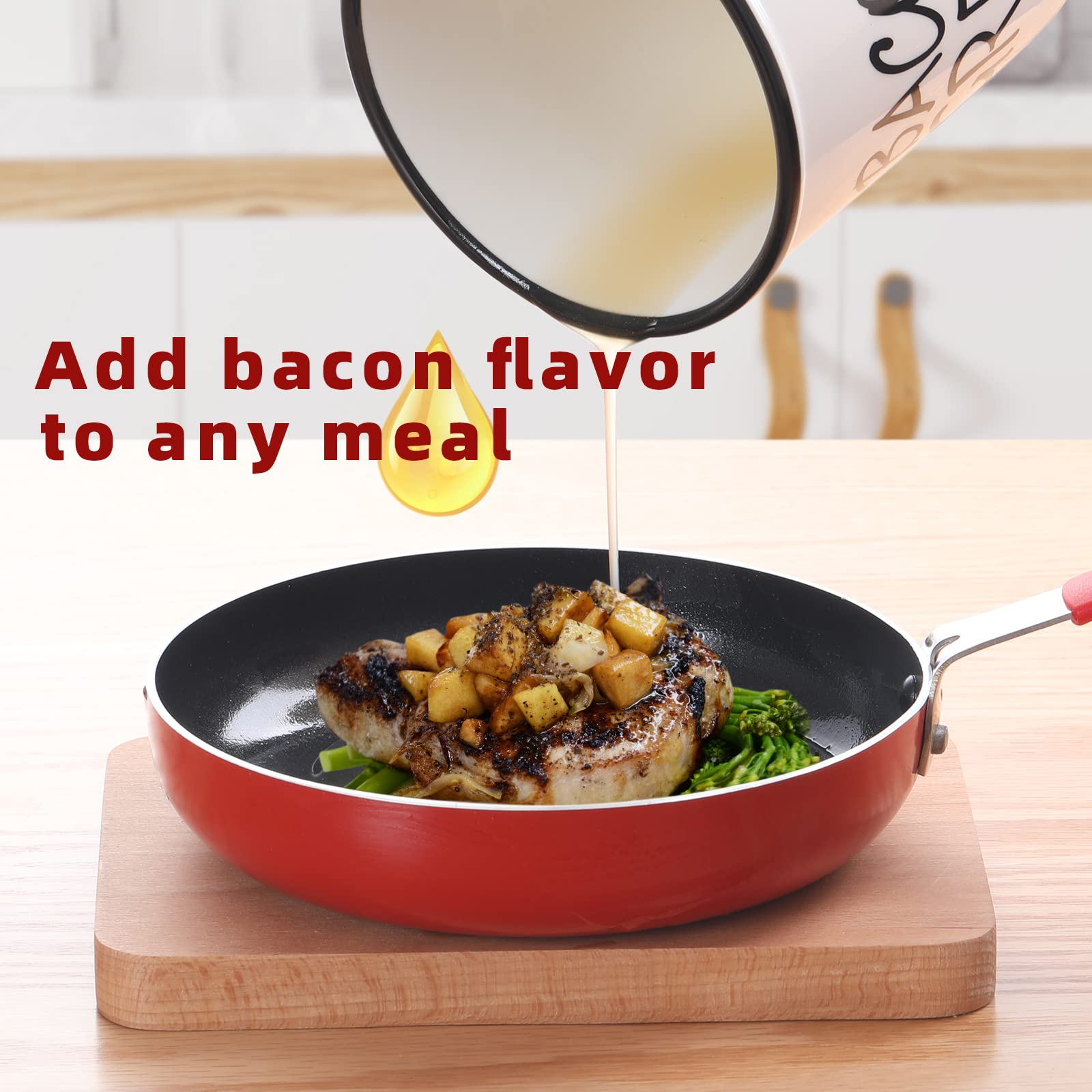Premium Ceramic Bacon Grease Keeper with Built-in Strainer - White - Perfect for Kitchen Storage & Cooking Oil Recycling