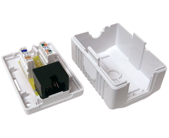 CAT6 Surface Mount Box - 1 Port & 2 Port Pre-Wired Ethernet Jack, Universal White Enclosure for Home & Office Network Installation