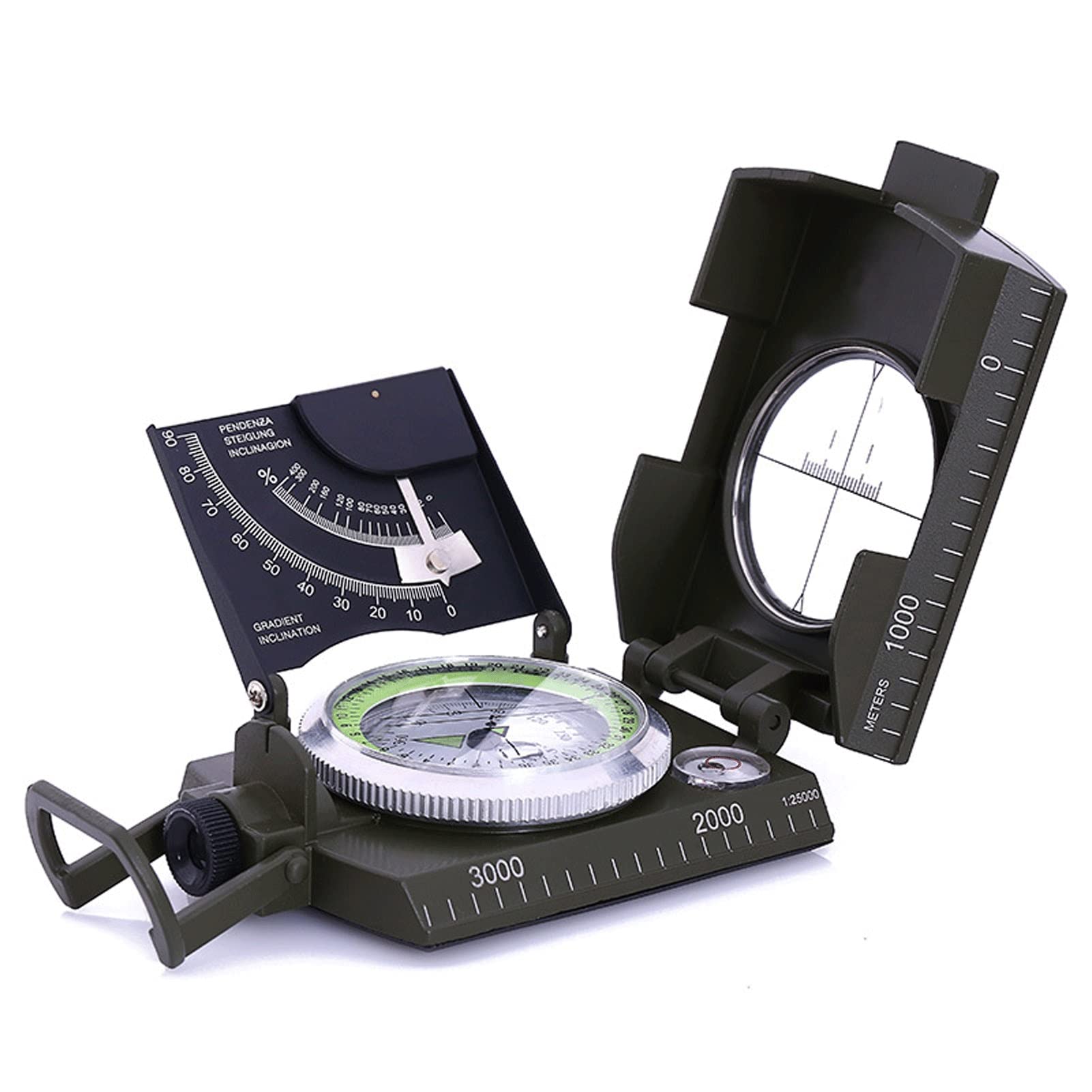 Military Sighting Compass for Hiking, Camping & Survival - Compact Handheld Compass with Declination Adjustment, Waterproof & Durable for Outdoor Adventures - Perfect for Backpacking, Hunting, Boy Scout Activities & Emergency Navigation