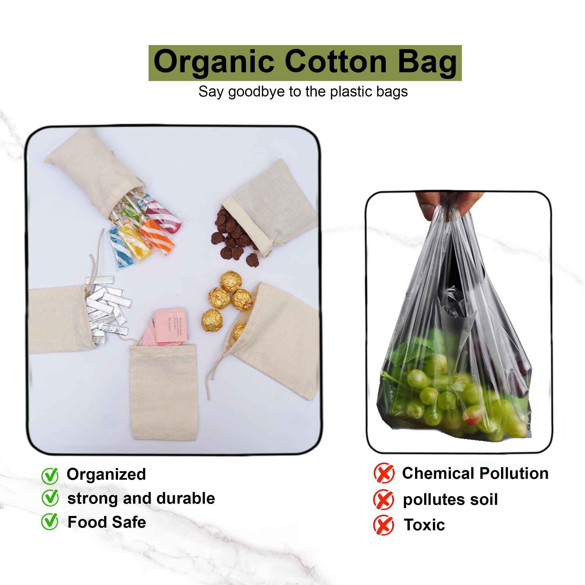 Premium Quality 100% Cotton Reusable Eco-Friendly Muslin Bags - 10x12 Inches, Thick Single Drawstring, Natural Color (500 Count Pack) - Perfect for Bulk Storage, Gift Wrapping, Wedding Favors & Craft Supplies