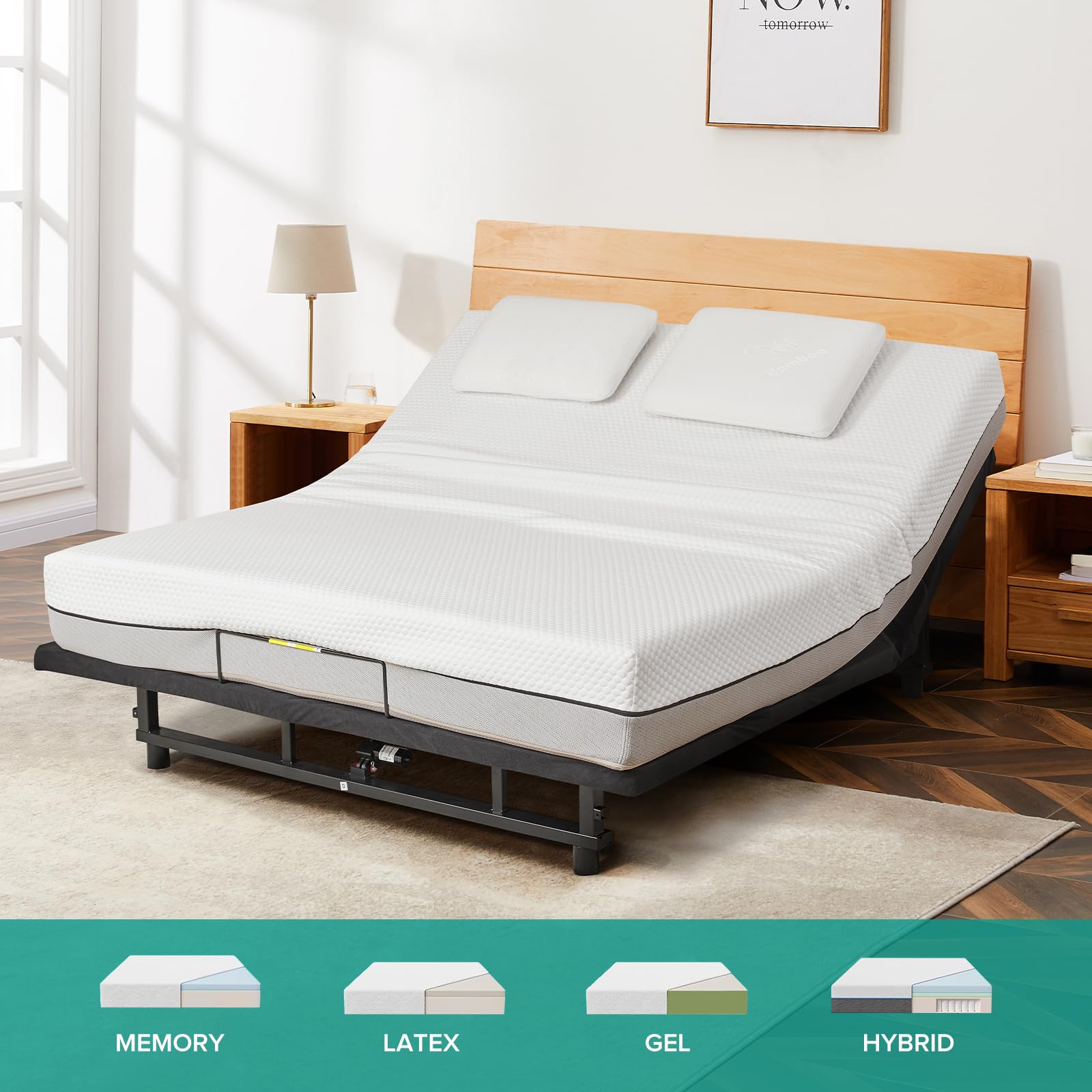 Full Size Adjustable Bed Frame with Wireless Remote - Electric Base with Head/Foot Incline, Zero Gravity & Quiet Motor - Easy Assembly Black Bed Frame for Home, Office & Guest Room Use