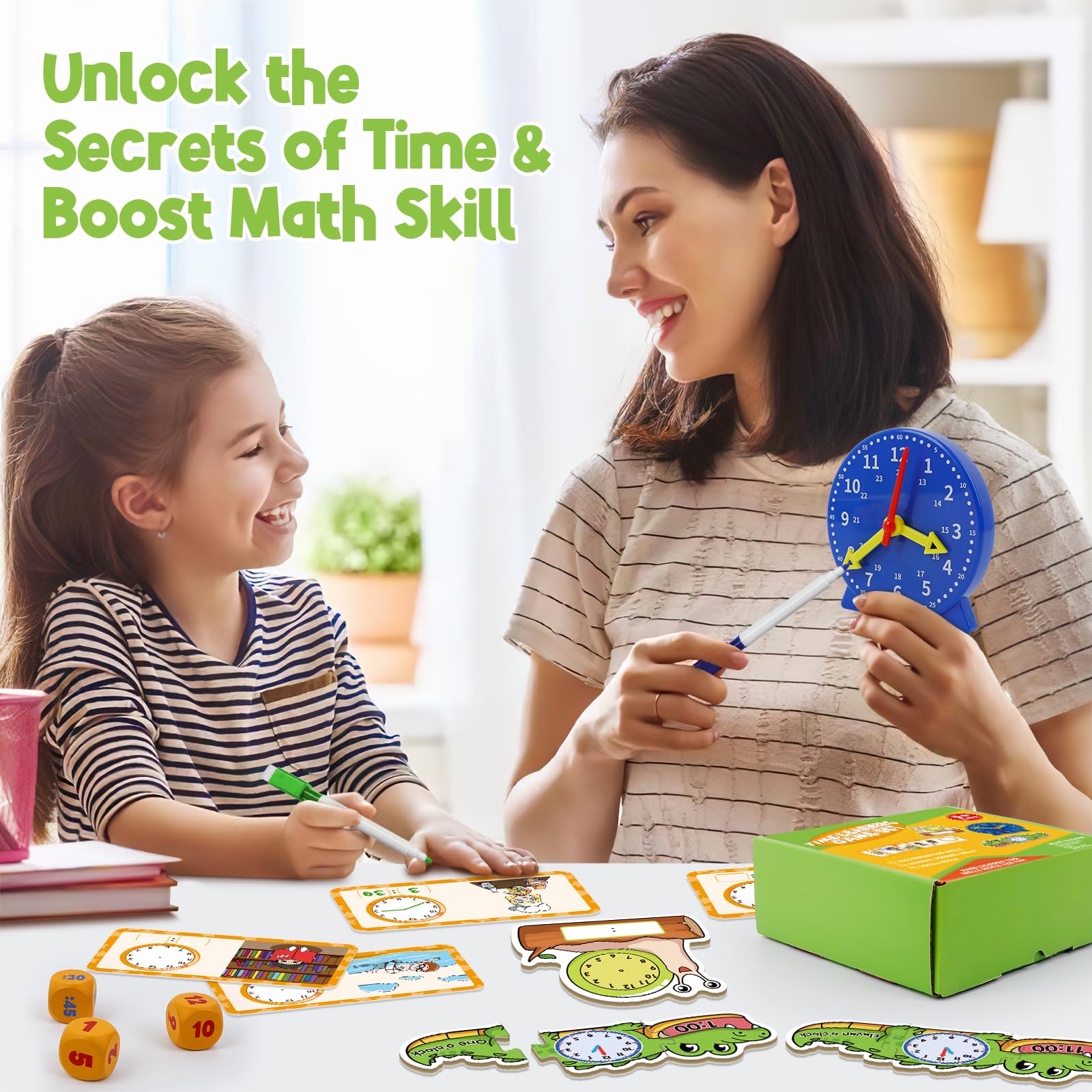 Kids Learning Clock - Time Teaching Toy for Toddlers | Math Games & Homeschool Activities