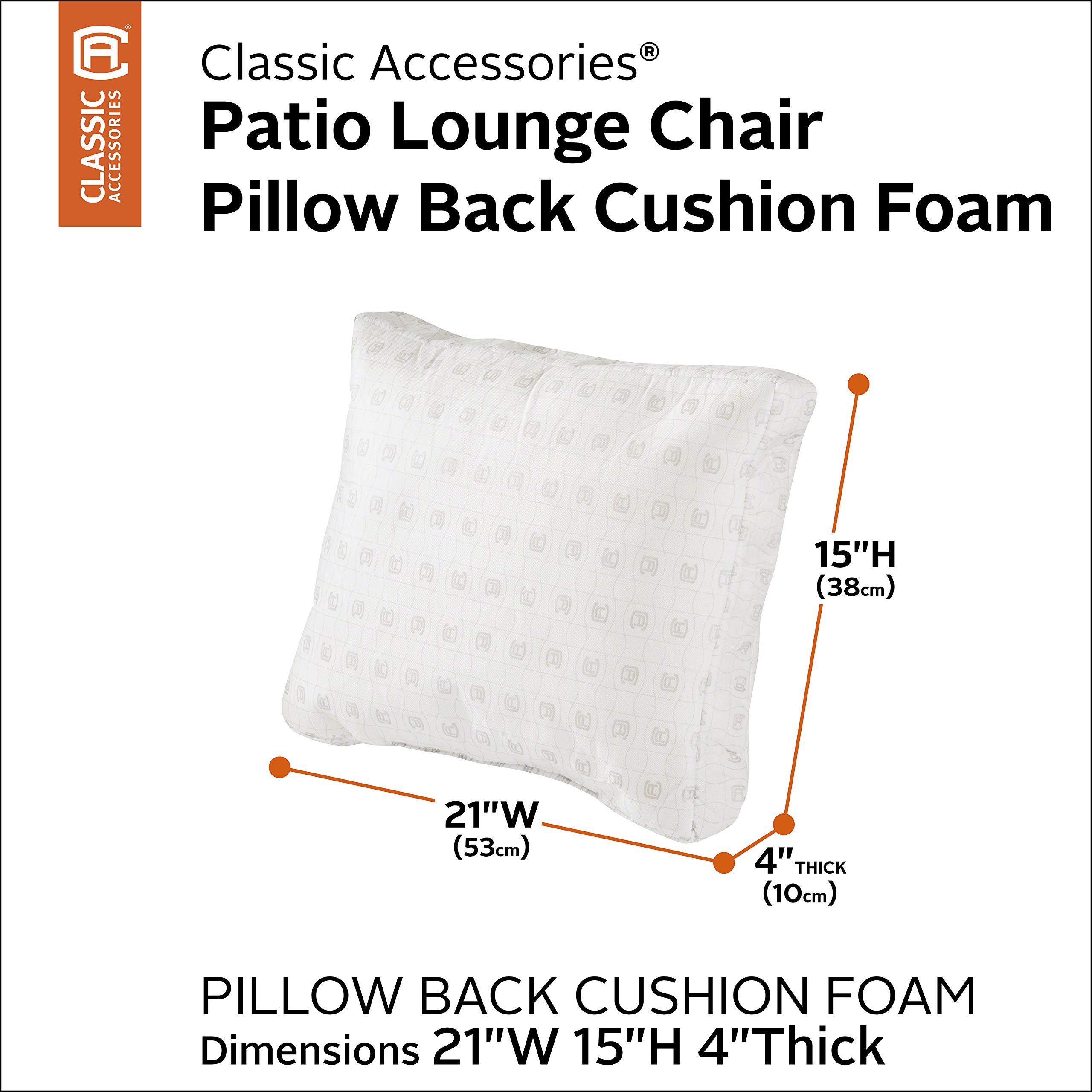 Patio Lounge Chair Pillow - 21x15x4 Inch Foam Cushion for Outdoor Relaxation