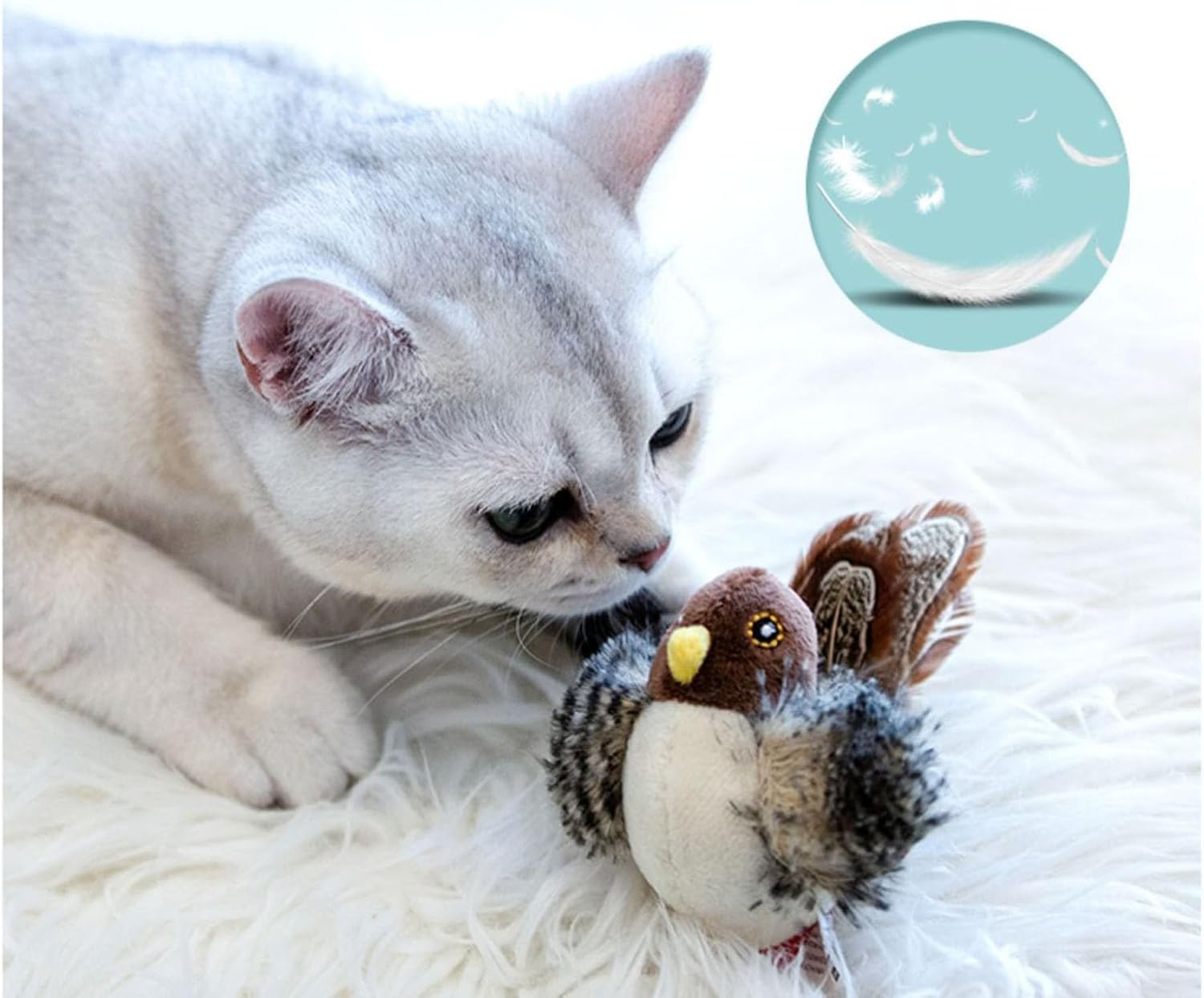 Interactive Chirping Bird Cat Toy with Flapping Wings - Automatic Motion Cat Kicker Toy for Exercise & Play - Realistic Simulated Bird Sound to Relieve Boredom - Perfect for Indoor Cats & Solo Playtime Fun