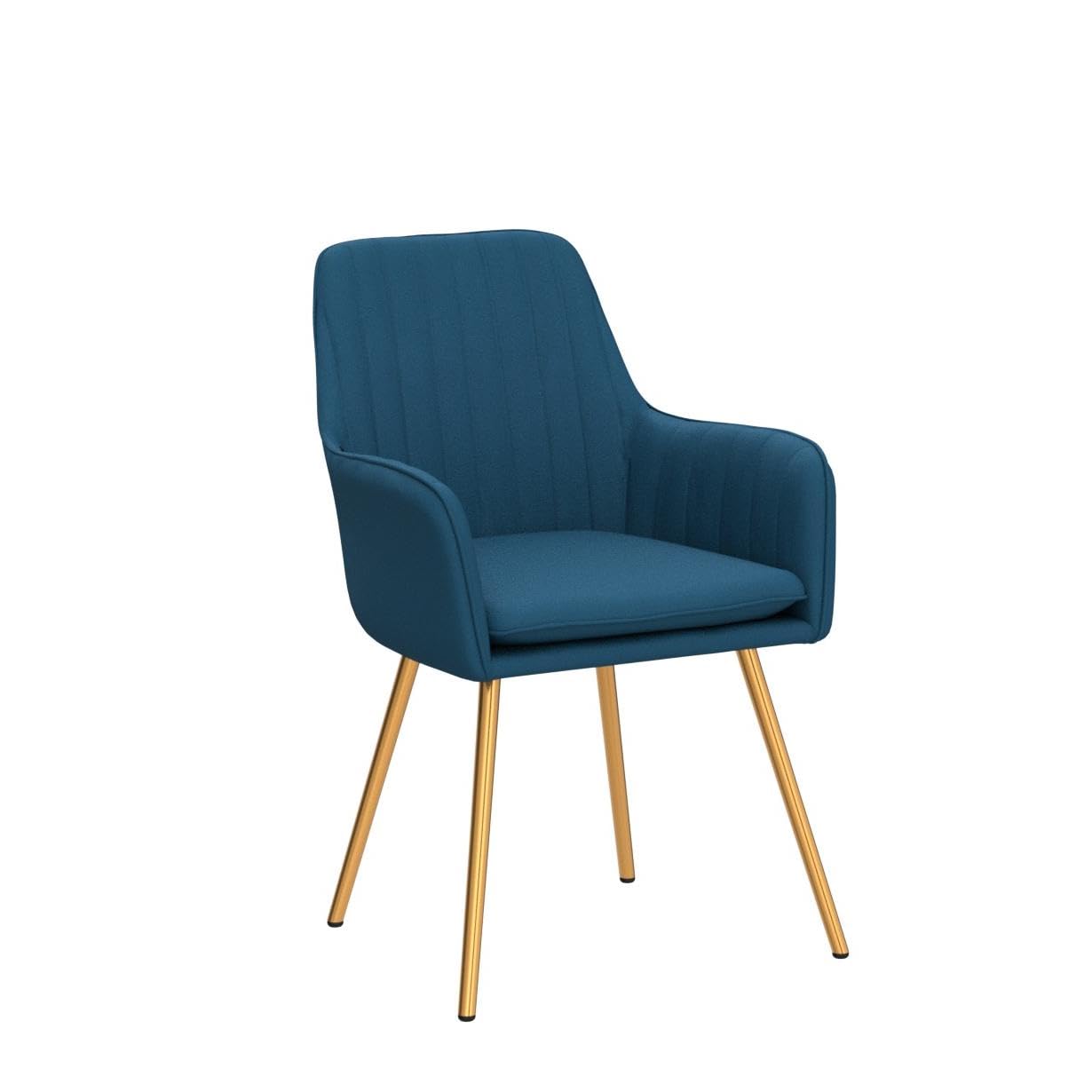 Velvet Accent Chair - Modern Tufted Armchair for Home Office, Living Room & Bedroom - Blue Velvet Upholstery with Golden Metal Legs - Perfect for Reading Nook, Dining Area or Cozy Corner Decor