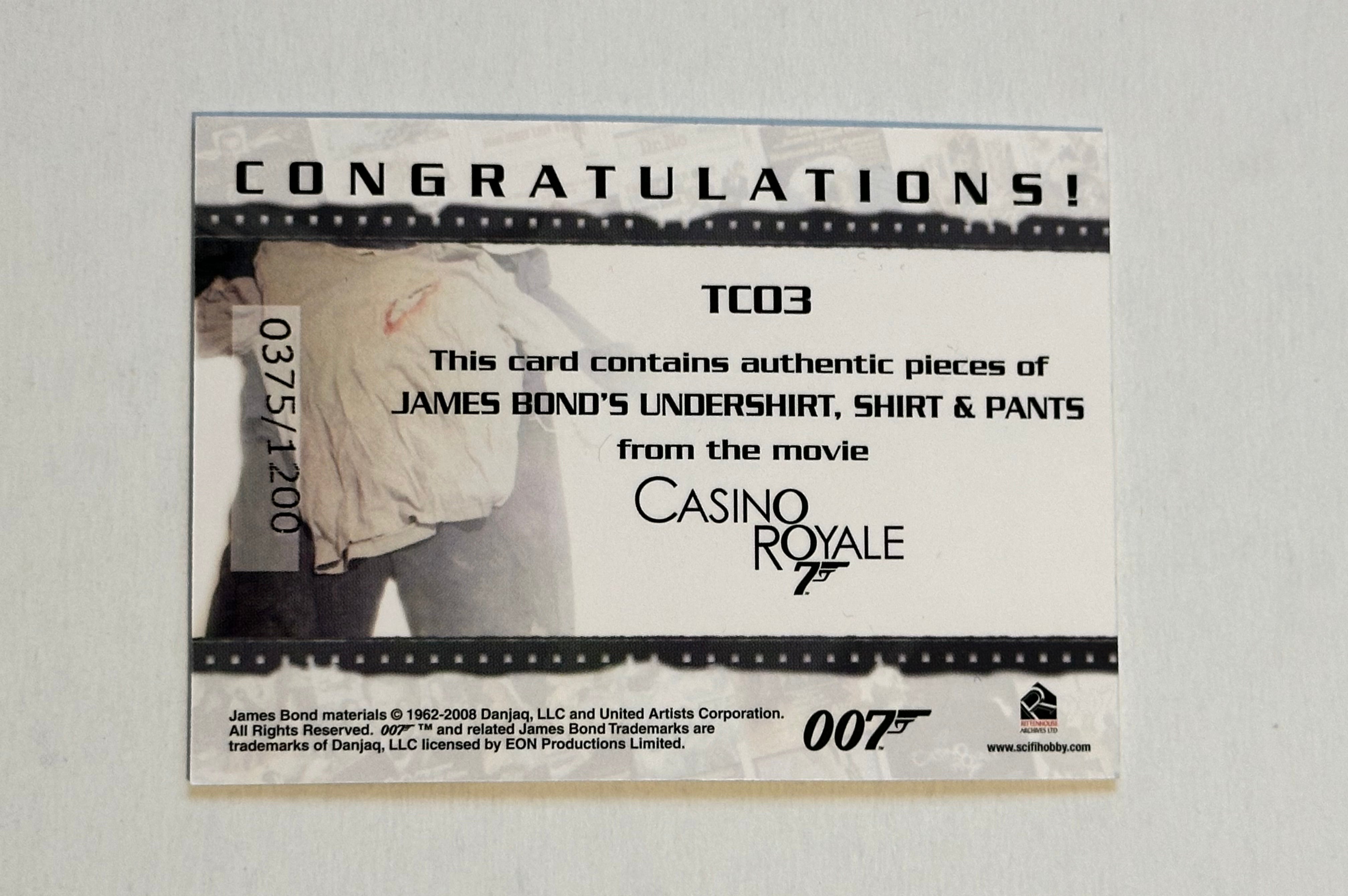 Rare James Bond Daniel Craig Triple Memorabilia Insert Card - Collectible Trading Card for Fans & Movie Memorabilia Enthusiasts - Perfect for Display, Gifts, and Collections