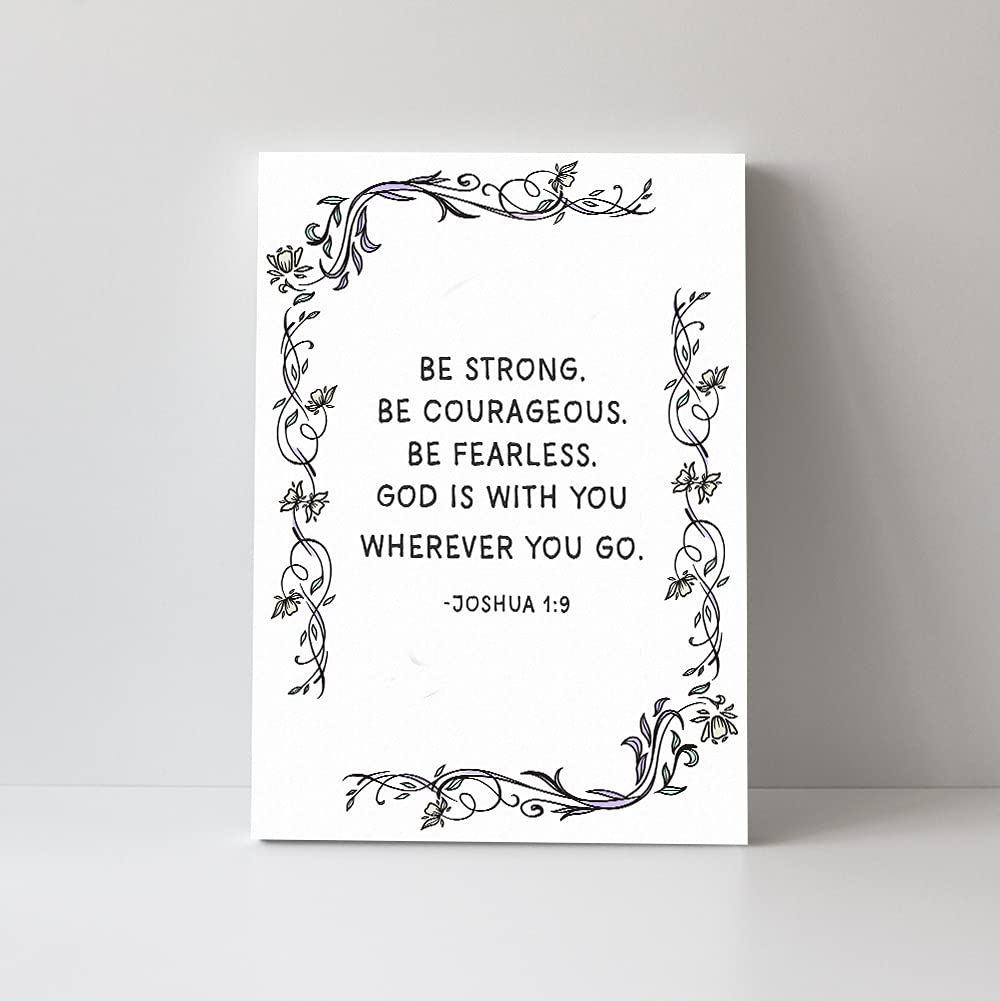 TJ Originals - Joshua 1:9 Christian Wall Art - Be Strong Be Courageous Bible Verse Canvas Print - Inspirational Home Decor for Living Room, Bedroom & Kitchen - Encouragement Gift for Women, Men & Friends - Perfect for Faith-Based Home Decor & Spiritual Encouragement