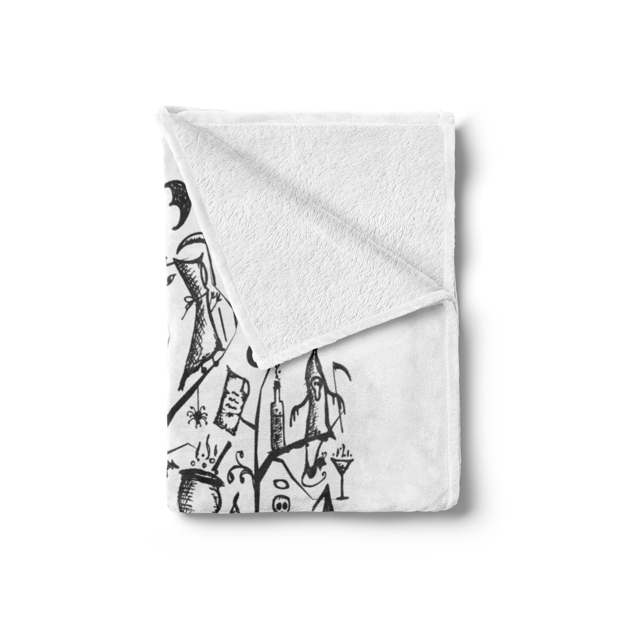 Ambesonne Halloween Throw Blanket - Spooky Tree & Witch Broom Design, Soft Flannel Fleece, 70x90 Inch Charcoal Grey | Cozy Couch Cover for Fall Decor, Horror Movie Nights & Scary Party Decorations