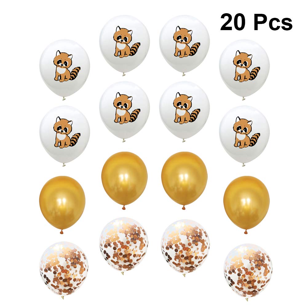 20 Pack Cute Raccoon Shaped Latex Balloons with Sequins - Animal Themed Party Decorations for Kids Birthday, Baby Shower & Carnival Events