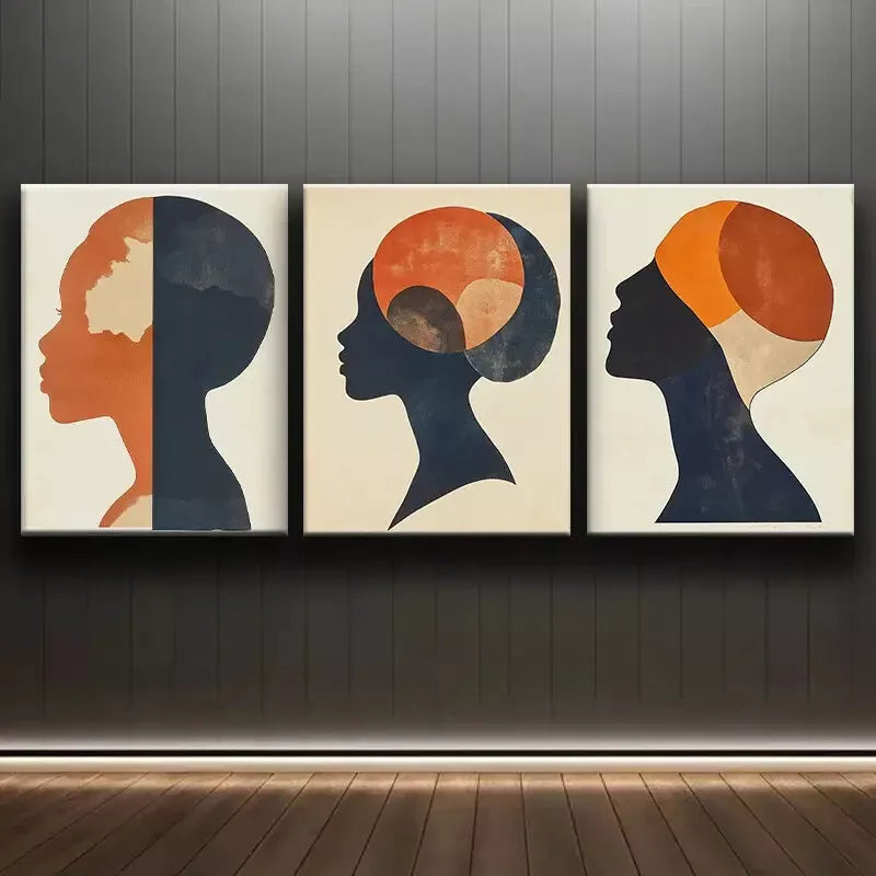 3-Piece Female Silhouette Wall Art Set - Framed Canvas Prints 50x70cm - High Quality Australian Made Wall Decor - Ready to Hang - Perfect for Living Room, Bedroom & Office Decor