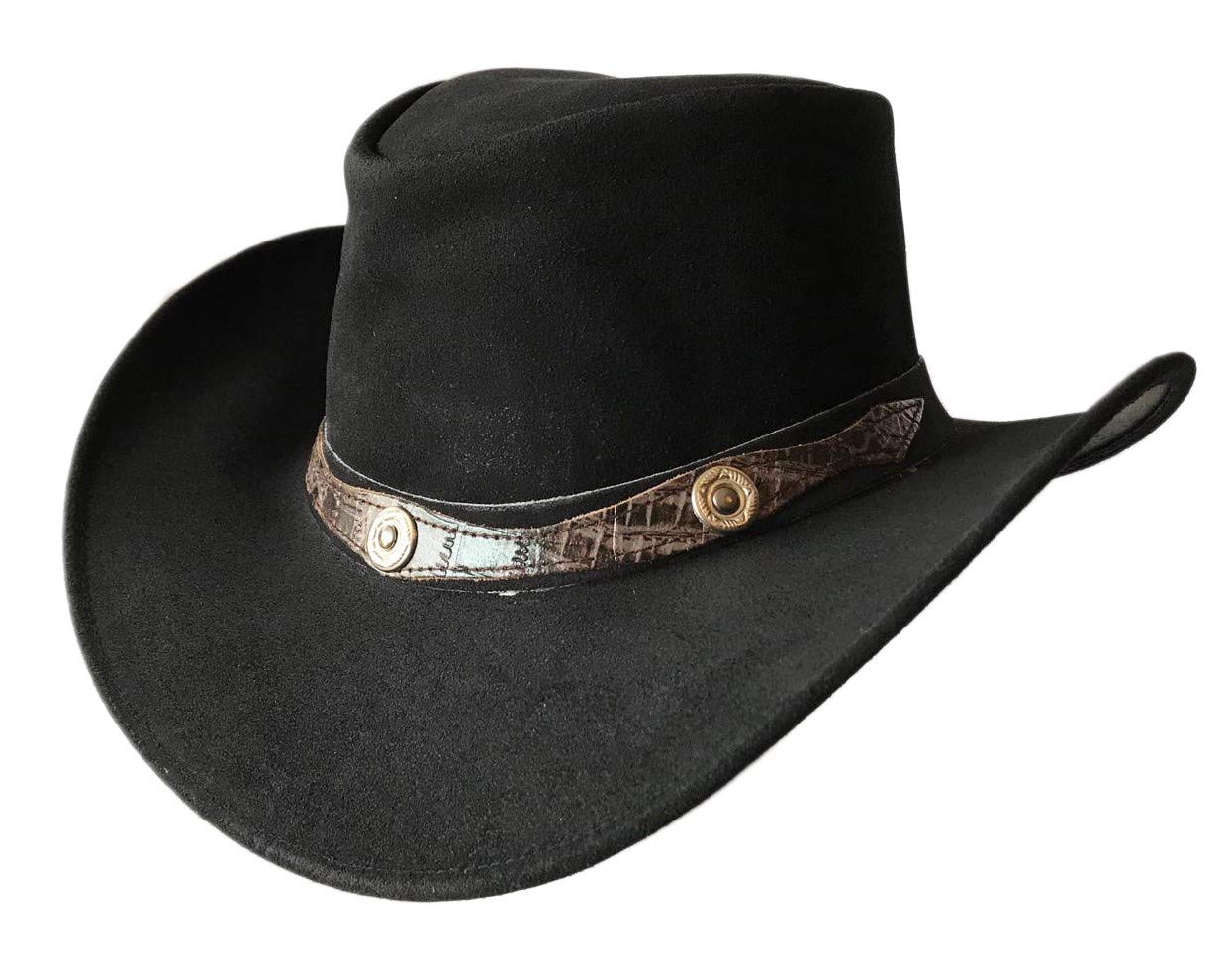 BRANDSLOCK Genuine Leather Cowboy Hat for Men & Women - Lightweight, Handcrafted Western Hat with Shapeable Wide Brim - Durable Cowgirl & Outback Hat for Rodeo, Country Music Festivals & Outdoor Adventures