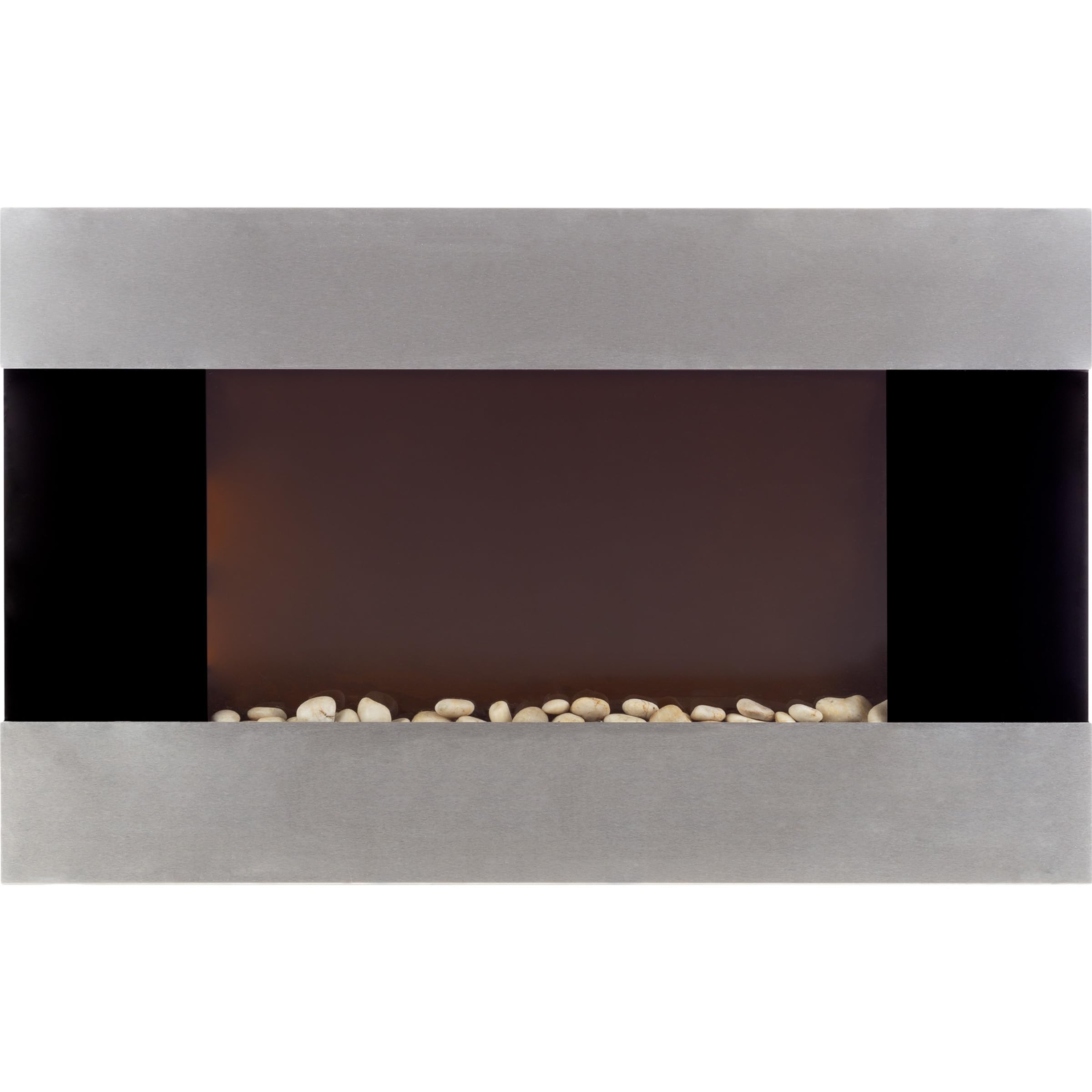 36-Inch Wall Mounted Electric Fireplace - Modern Stainless Steel Fireplace Heater with Remote Control, Adjustable Flame & Temperature, Floor Stand - Perfect for Living Room, Bedroom & Office Decor