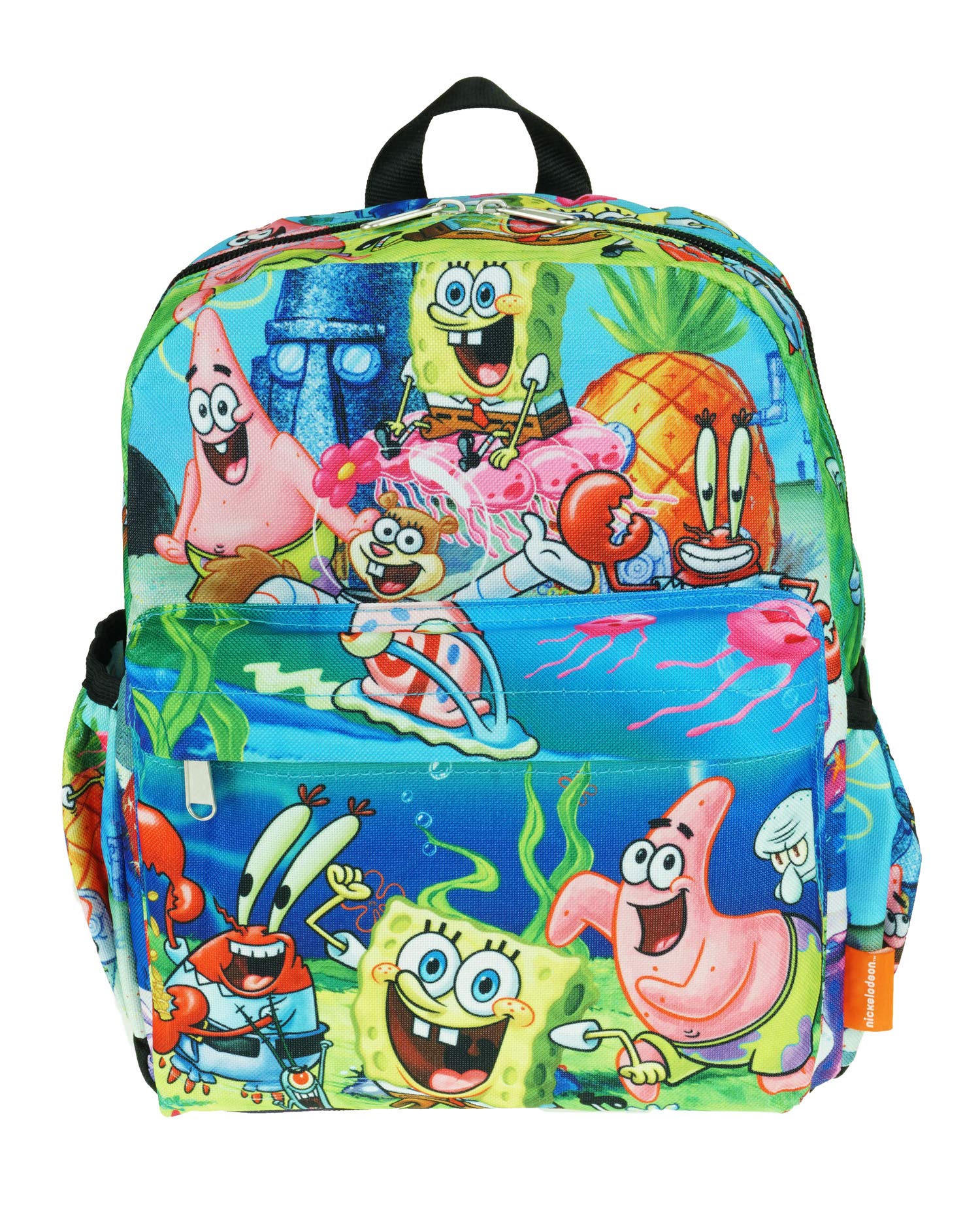 SpongeBob SquarePants 12 Inch Deluxe Backpack for Kids - Colorful School Bag with Allover Print, Medium Size (A21204) - Perfect for School, Travel & Daily Use