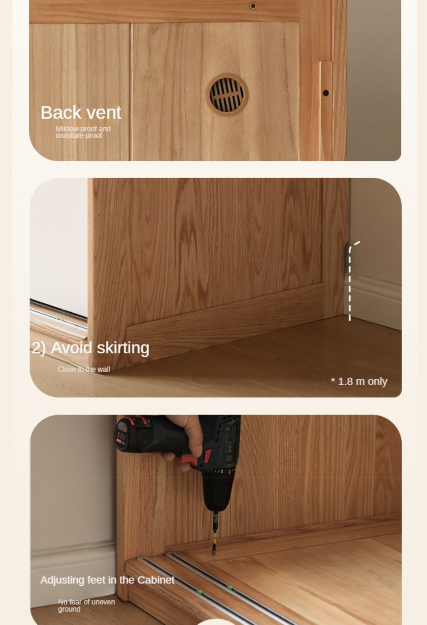 Solid Oak Wood Sliding Door Wardrobe Closet - Spacious Storage for Bedroom, Closet, and Home Organization