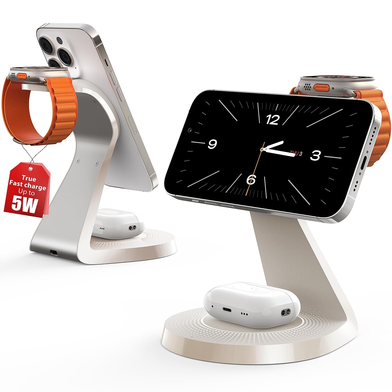 3 in 1 Wireless Charging Station for iPhone 16/15/14/13/12 Series, AirPods & Apple Watch - Fast MagSafe Charger Stand with USB Port - Perfect for Home, Office & Travel Charging Needs