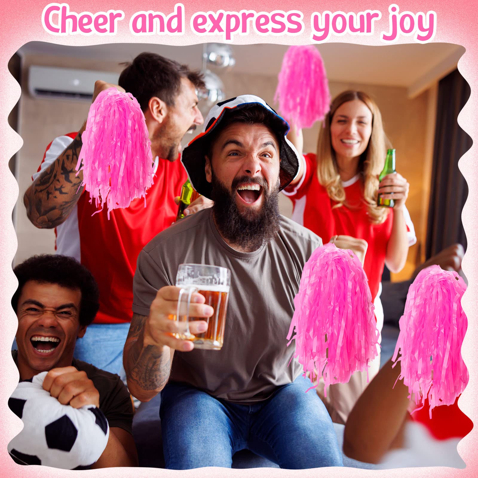 80 Pcs Cheerleading Pom Poms with Handles - Plastic Cheerleader Pompoms for Dance, Sports, Gymnastics - Perfect for Cheering Teams, Adults, and Party Decorations - Great for Pep Rallies, School Events, and Sports Games