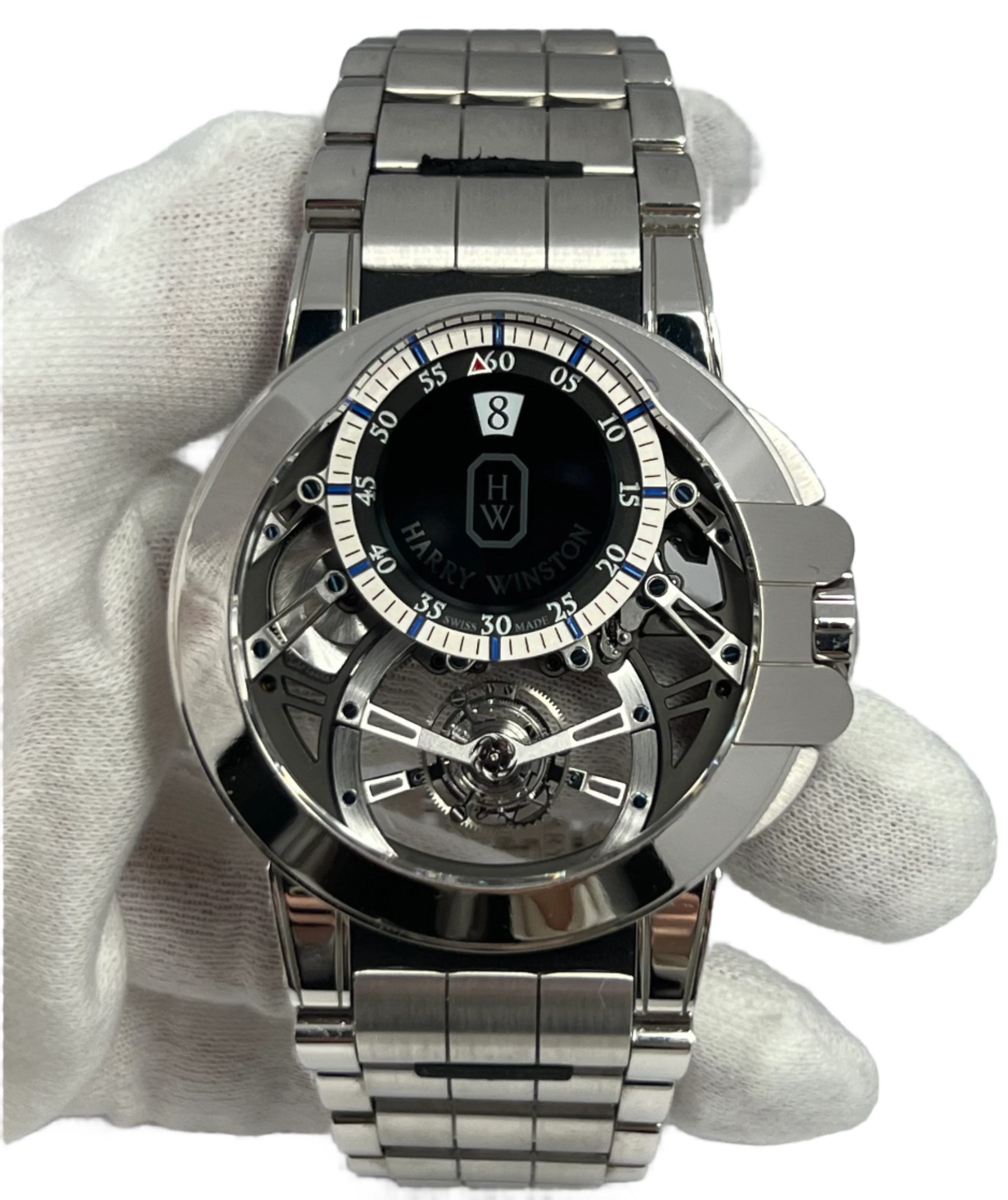 Harry Winston Ocean Tourbillon Jumping Hour White Gold Men's Watch - Luxury Swiss Timepiece for Collectors & Special Occasions - Perfect for Gala Events, Business Meetings & Exclusive Gatherings