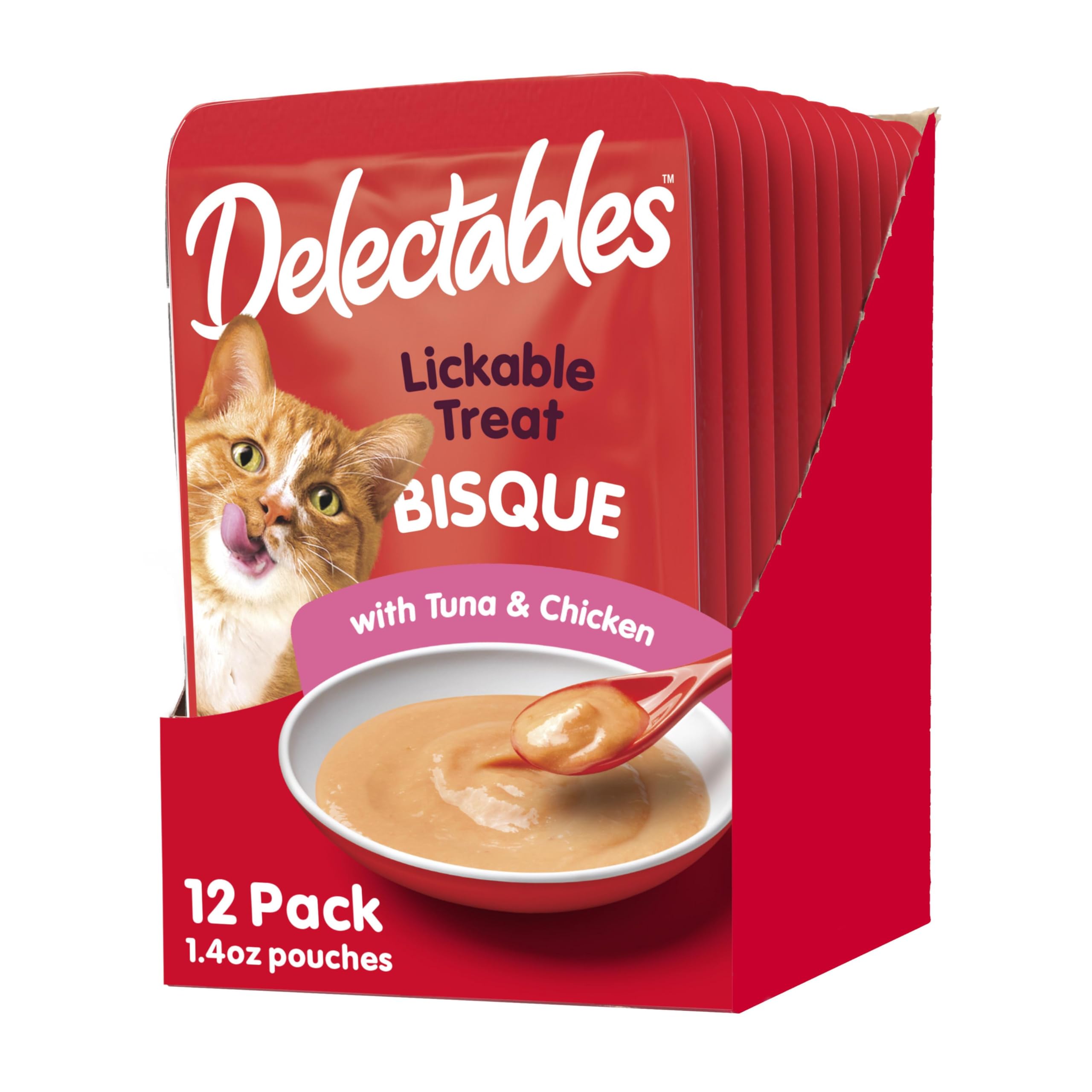 Delectables Bisque Lickable Wet Cat Treats - Tuna & Chicken Flavor, 1.4 oz (Pack of 12) | Healthy Snack for Cats | Perfect for Training, Bonding & Senior Cats