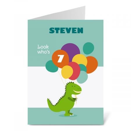 Custom Dinosaur Birthday Card for Kids - Personalized 5x7 Inch Greeting Card with Age & Name - Perfect for Boys, Girls, Sons - Great for Birthday Parties, Milestone Celebrations & Special Occasions