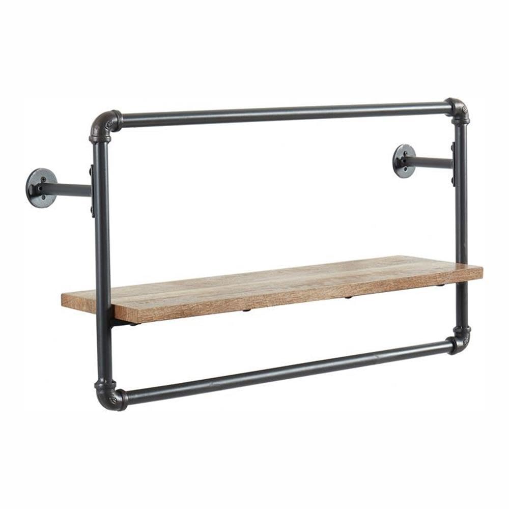 Furniture of America Alvara 27.5-Inch Metal Wall Shelf in Sand Black - Perfect for Living Room, Bedroom & Bathroom Storage & Decor