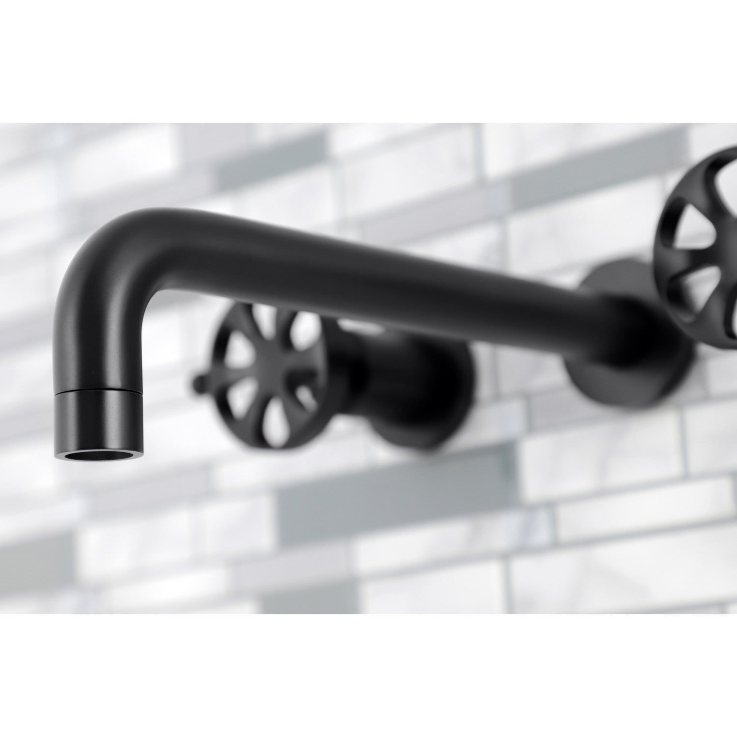 Belknap KS8020RX Matte Black Wall Mount Roman Tub Faucet - 2 Handle 3 Hole Bathroom Faucet for Luxury Soaking Tubs & Spa Retreats