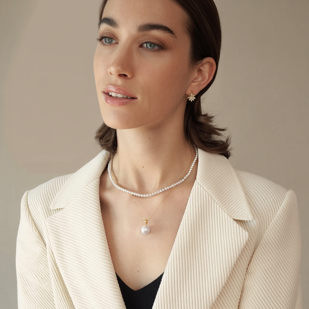 18K Gold Pearl Pendant Necklace for Women - Elegant White Pearl Jewelry Gift for Birthday, Anniversary & Special Occasions