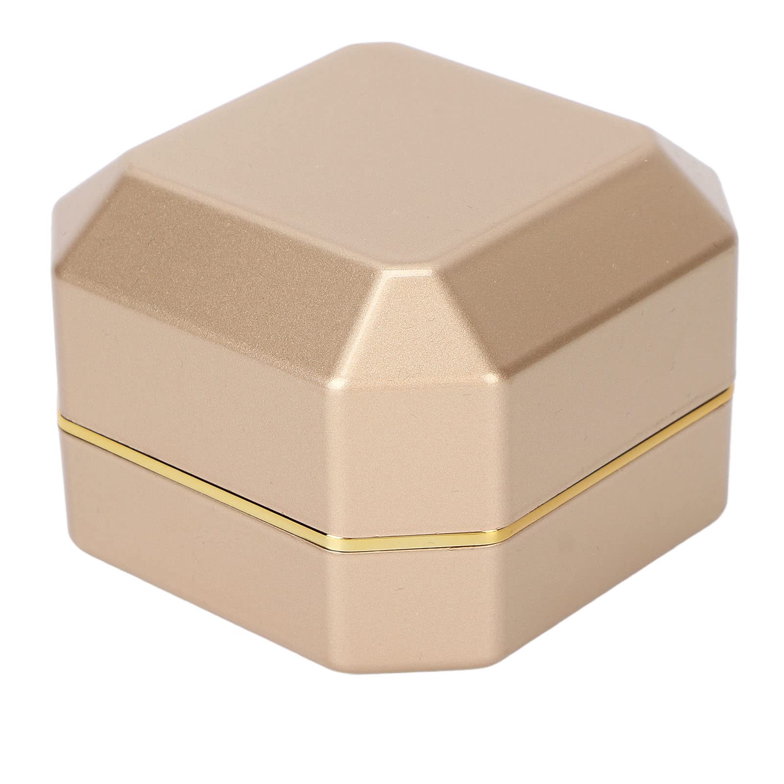 Premium Lighted Jewelry Storage Box with Soft Flocking Interior - Scratch-Free Engagement Ring Organizer (Gold) | Perfect for Wedding, Anniversary & Gift Giving