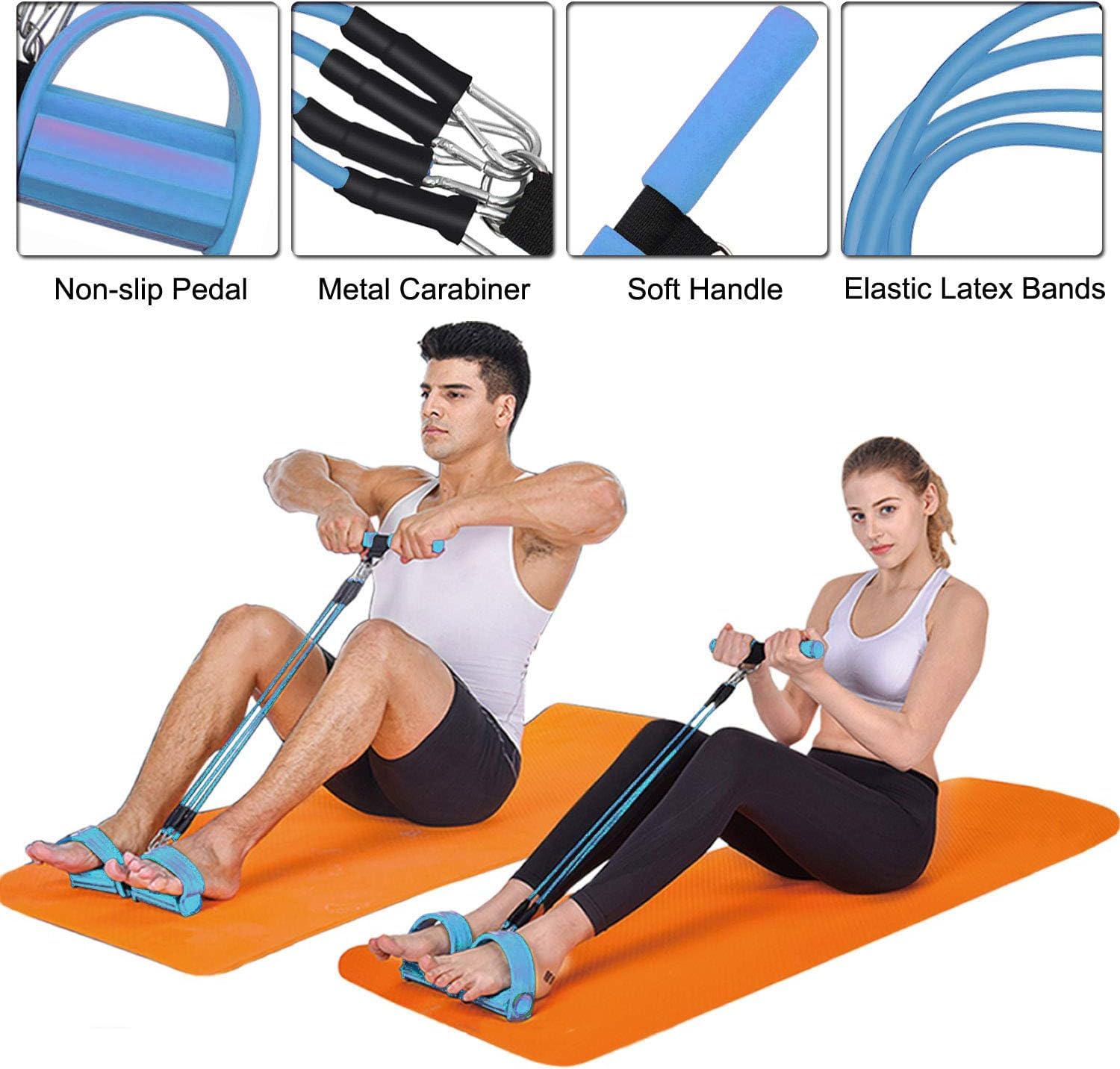 **4-Tube Elastic Resistance Band Set - Adjustable Pull Rope for Sit-Ups, Yoga, Bodybuilding & Stretching | Fitness Equipment for Abdomen, Waist, Arms & Legs | Home Gym, Workout & Slimming Training**