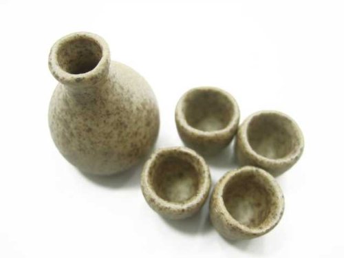 Mini Japanese Tea Set - 5 Ceramic Cups & Pot for Dollhouse Miniatures | Perfect for DIY Crafts, Home Decor, and Collectibles