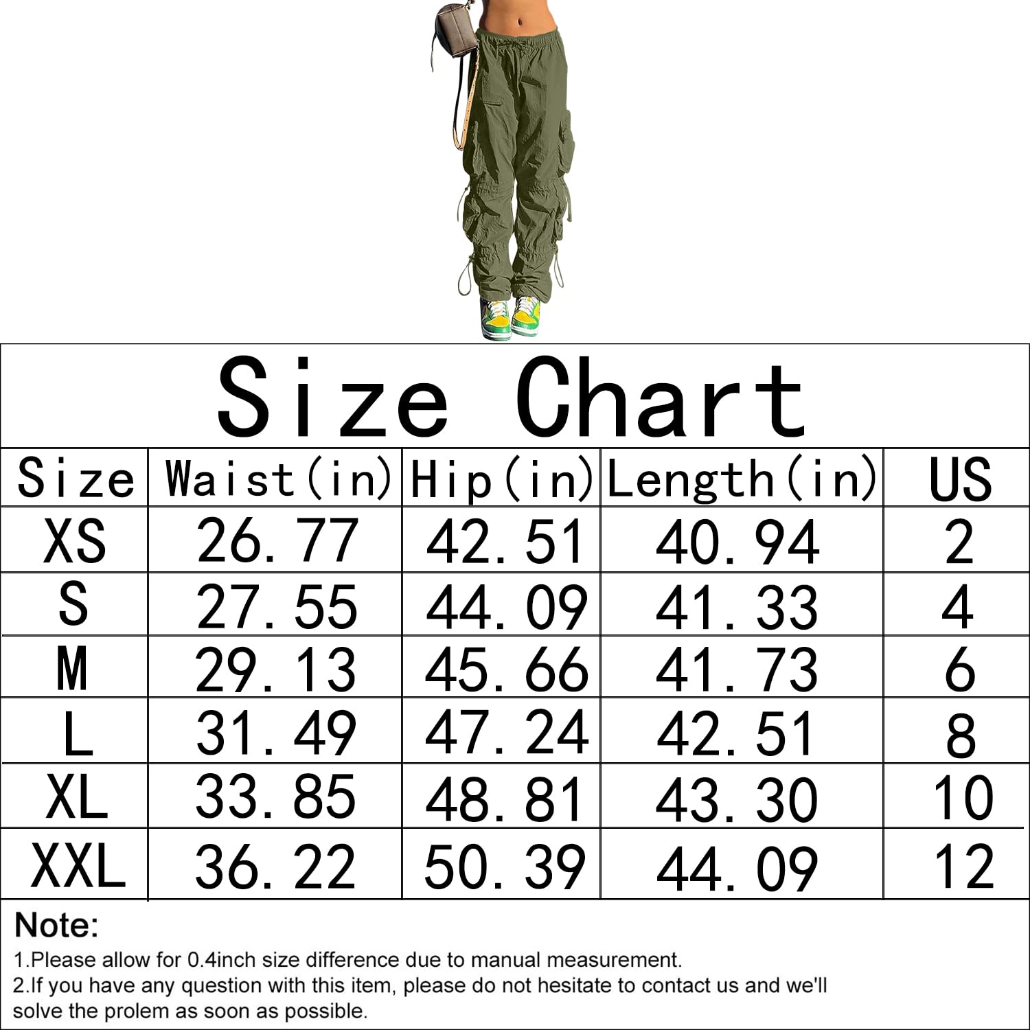 QYANGG Women's Baggy Parachute Pants with Drawstring Waist - Y2K Cargo Joggers with Multiple Pockets & Elastic Cuffs | Streetwear, Hip Hop Fashion, Casual Outfits