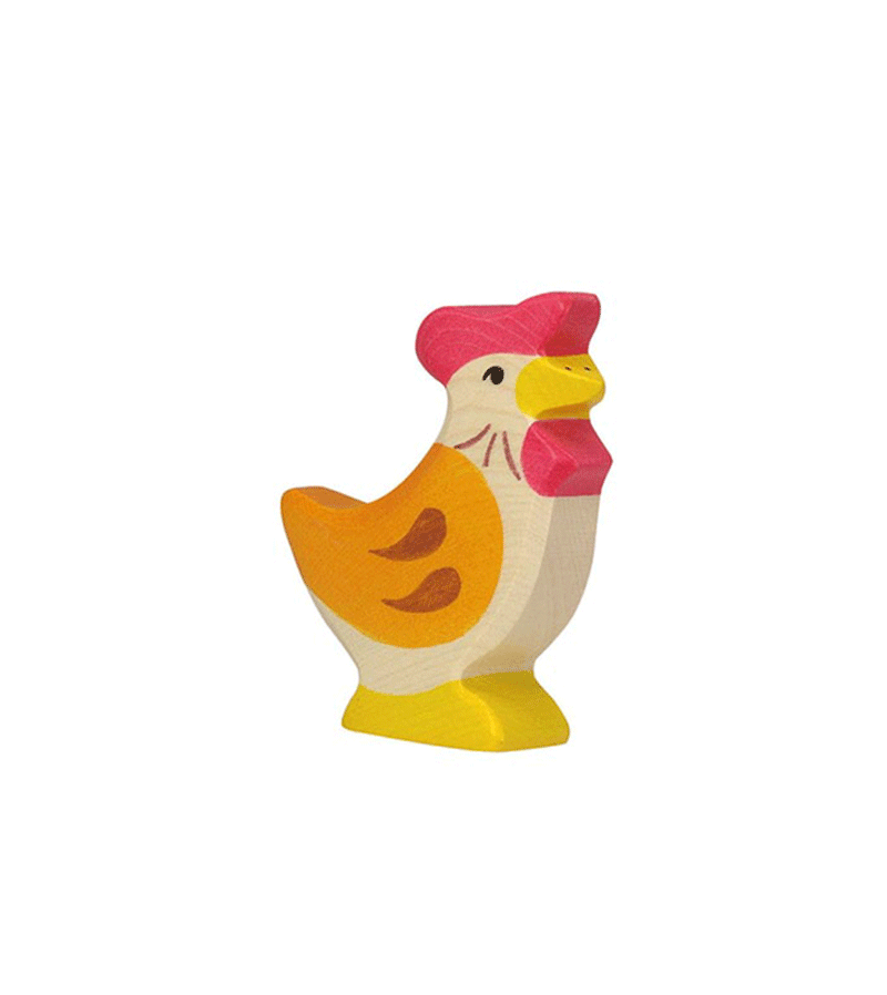 Holztiger Handcrafted Wooden Hen Toy - Realistic Farm Animal Figurine for Kids, Montessori Learning, Waldorf Play, and Farmhouse Decor
