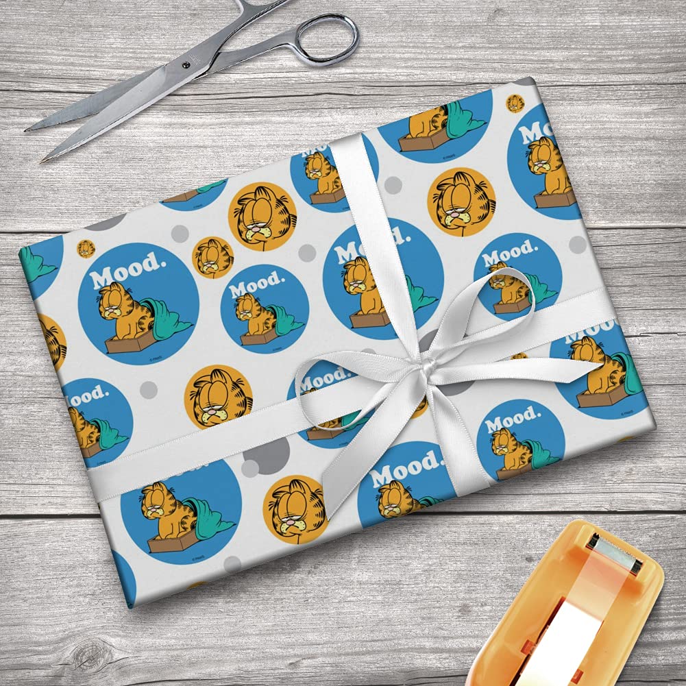 Garfield Mood Gift Wrap Wrapping Paper Roll - Fun Cartoon Design for Birthday, Christmas & Holiday Presents - Perfect for Party Decorations & Gift Packaging