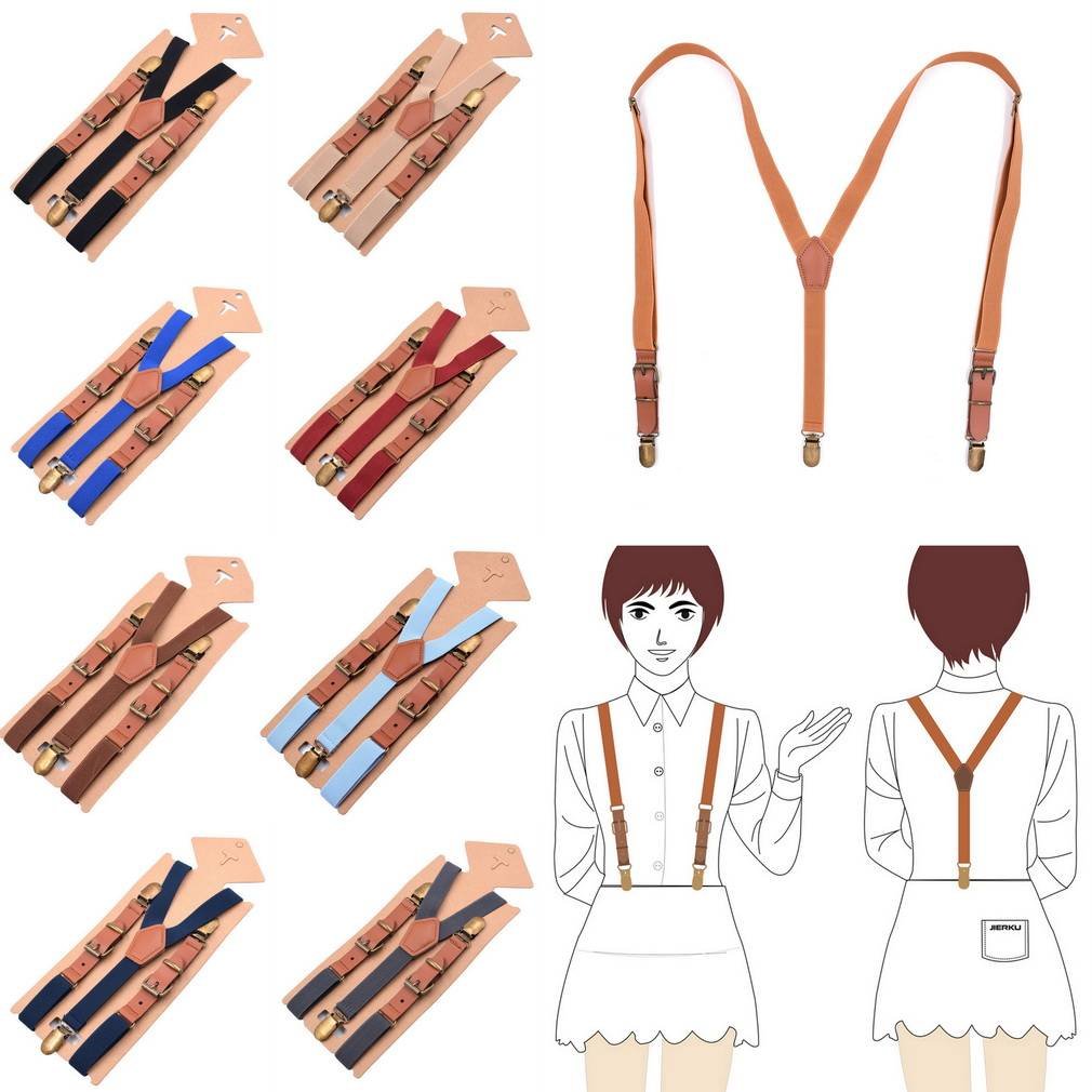 Unisex Y-Shape 3-Clip Elastic Suspenders for Work & Fashion